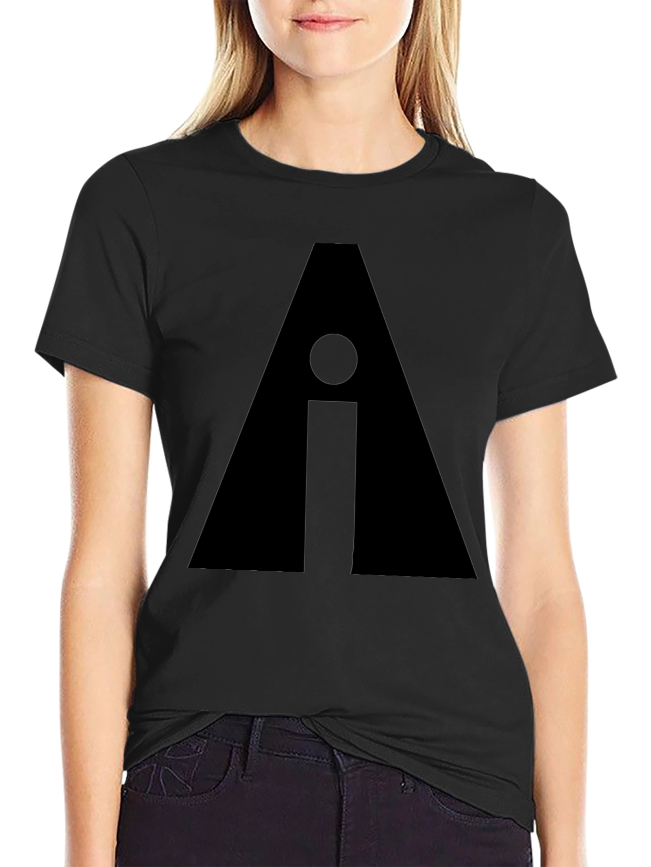 Geometric Graphic Print Black Tee