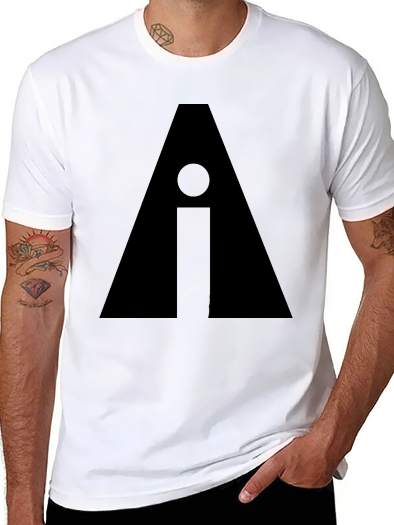 Geometric Graphic Print Black Tee