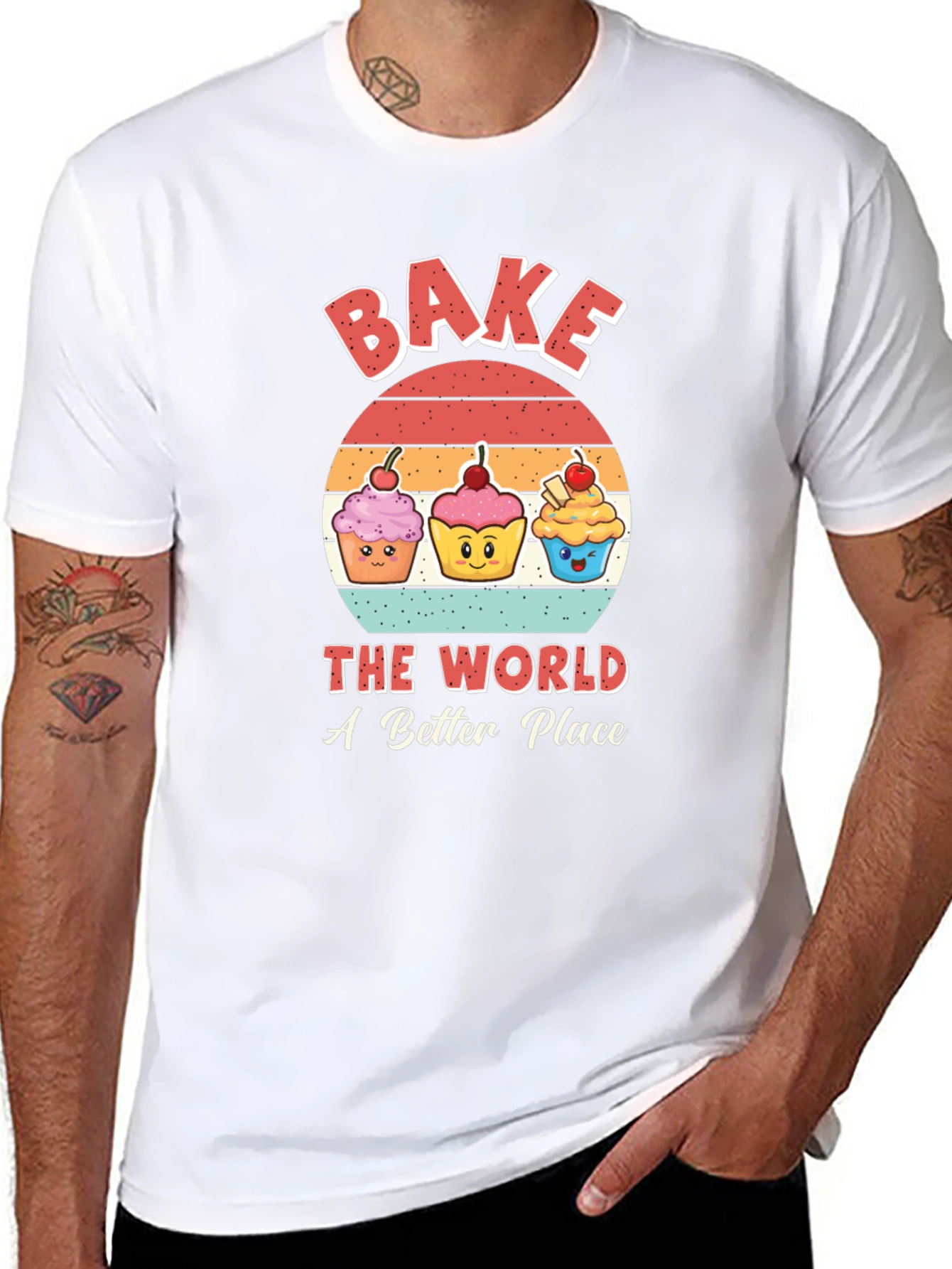 Bake the World T-Shirt Cute Cupcake Graphic Tee
