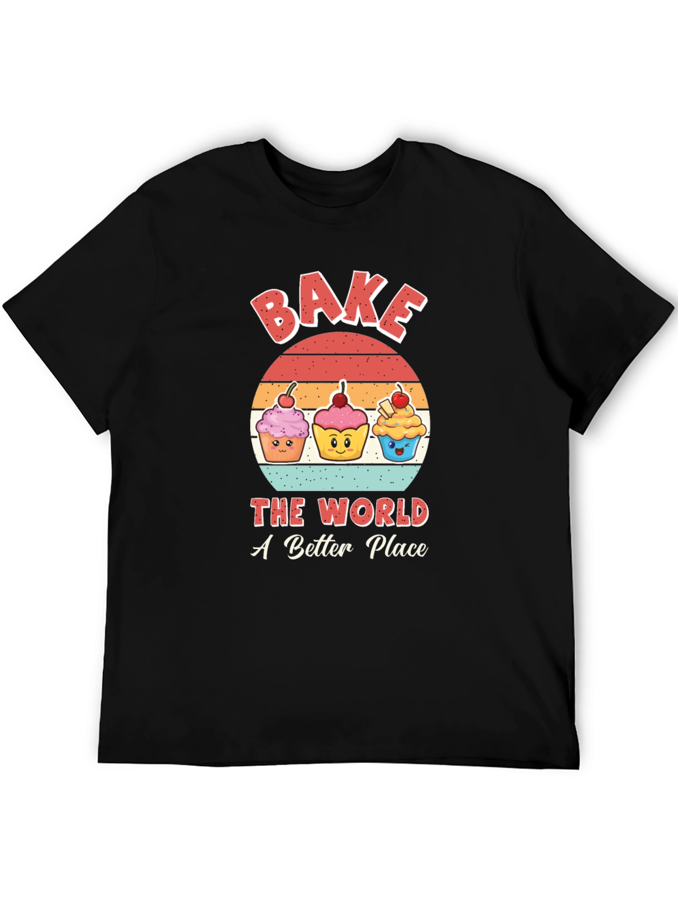 Bake the World T-Shirt Cute Cupcake Graphic Tee