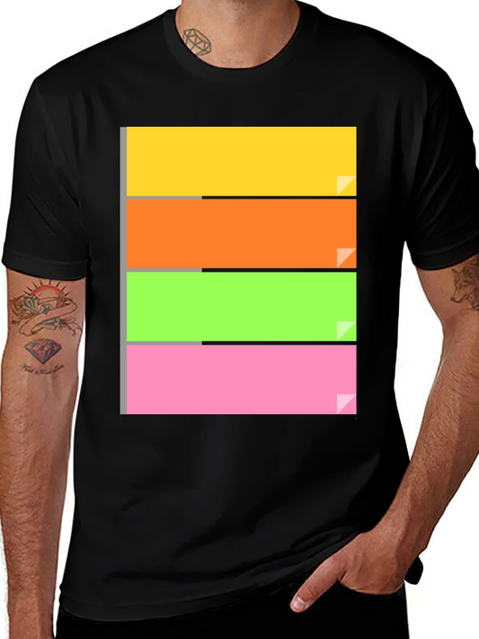 Abstract Color Block Graphic Tee - Casual Style