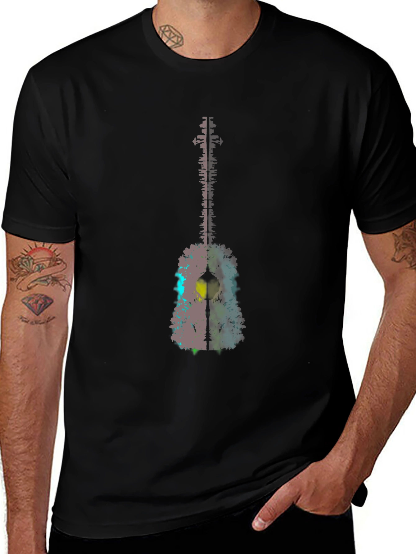 Guitar Art Graphic Tee - Black