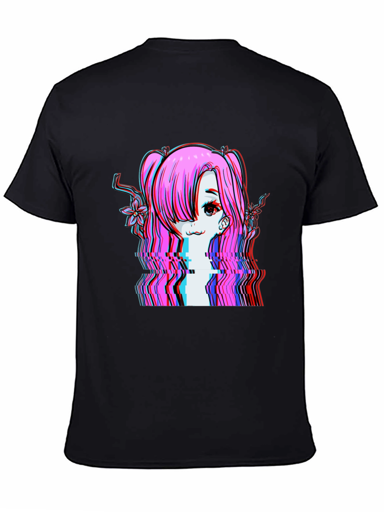 Glitch Anime Girl T-Shirt - Edgy Vaporwave Style