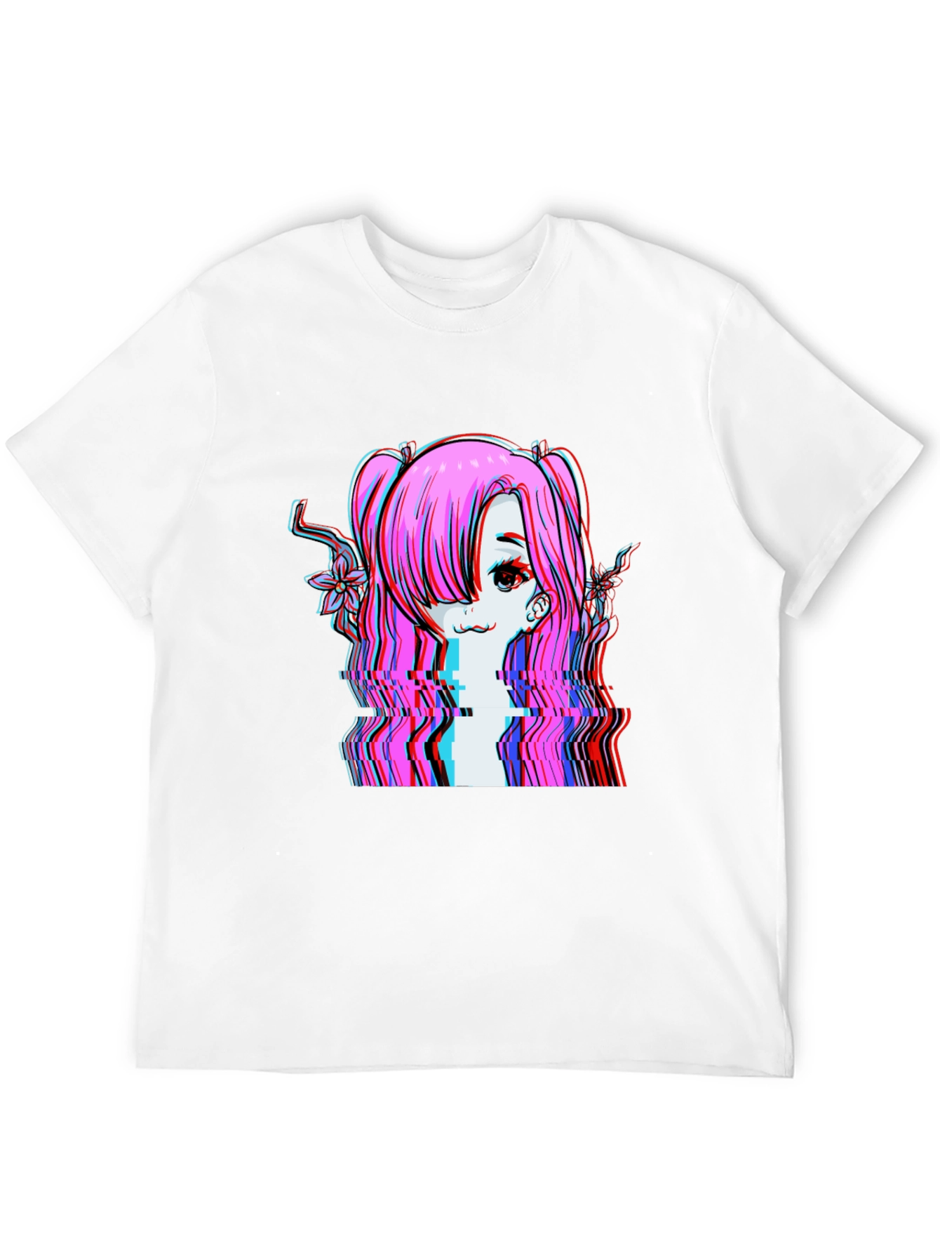 Glitch Anime Girl T-Shirt - Edgy Vaporwave Style