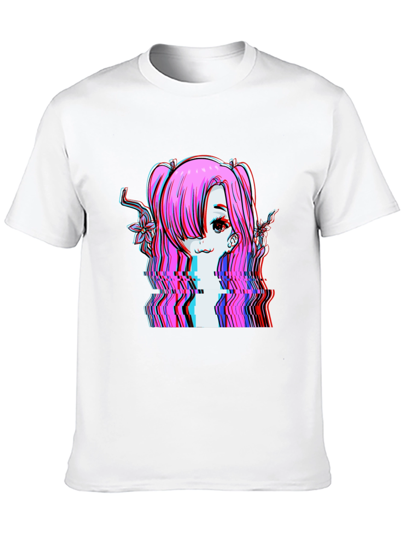 Glitch Anime Girl T-Shirt - Edgy Vaporwave Style