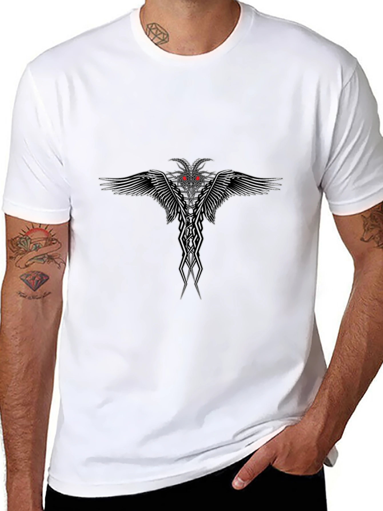 Graphic Print Mens Black T-Shirt