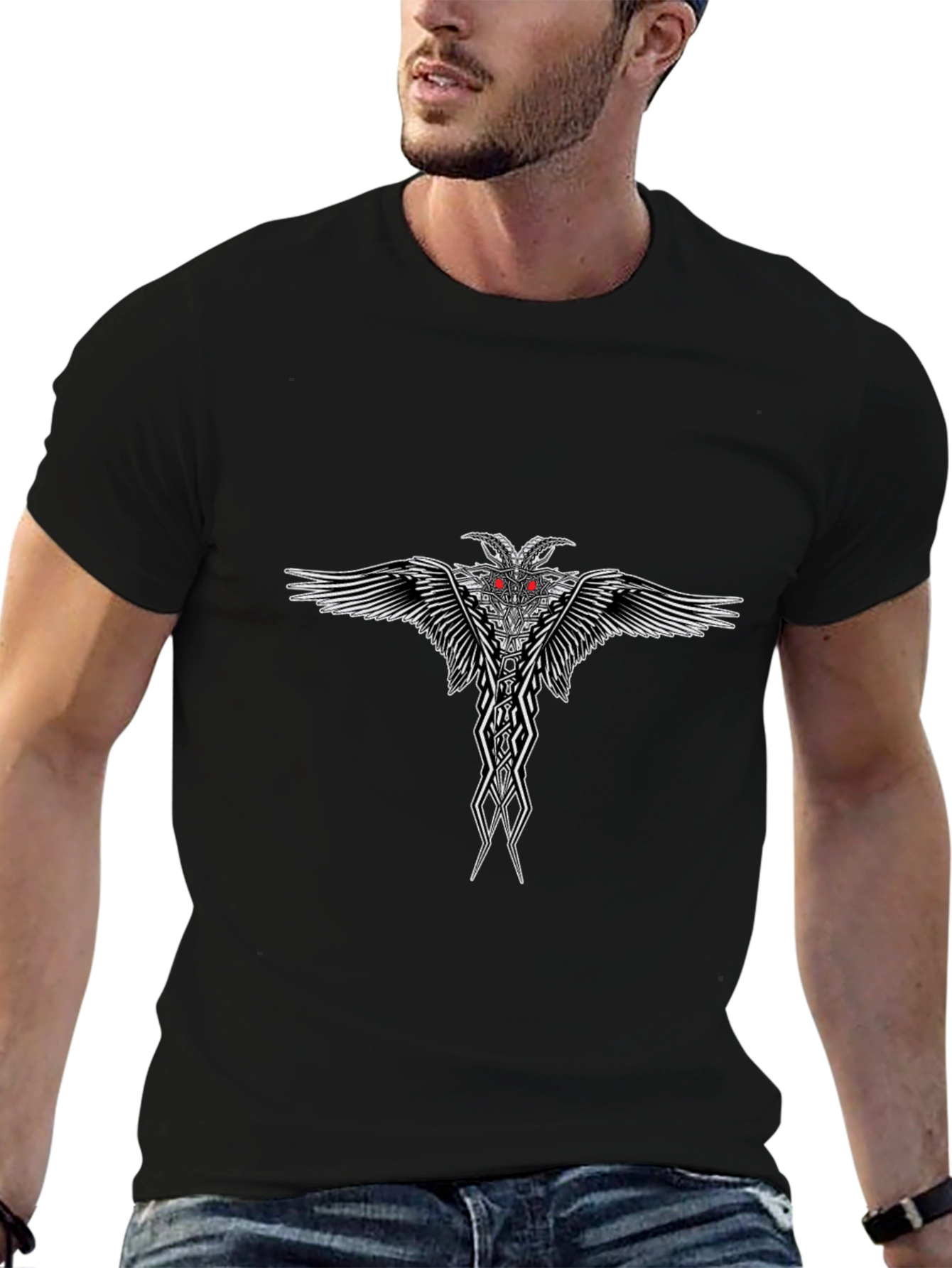 Graphic Print Mens Black T-Shirt