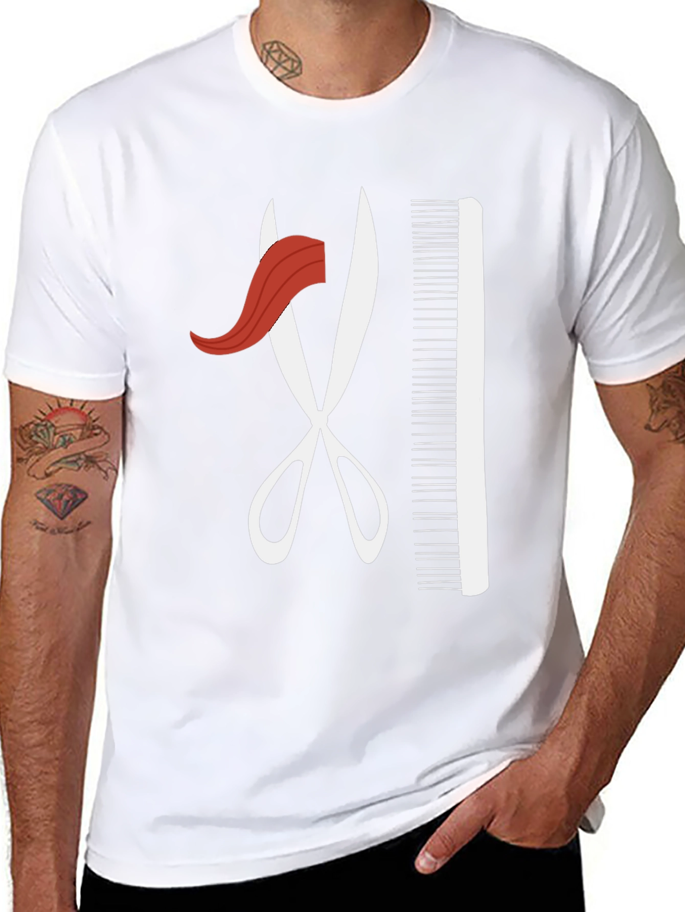 Barber Style T-Shirt - Scissors and Comb Graphic