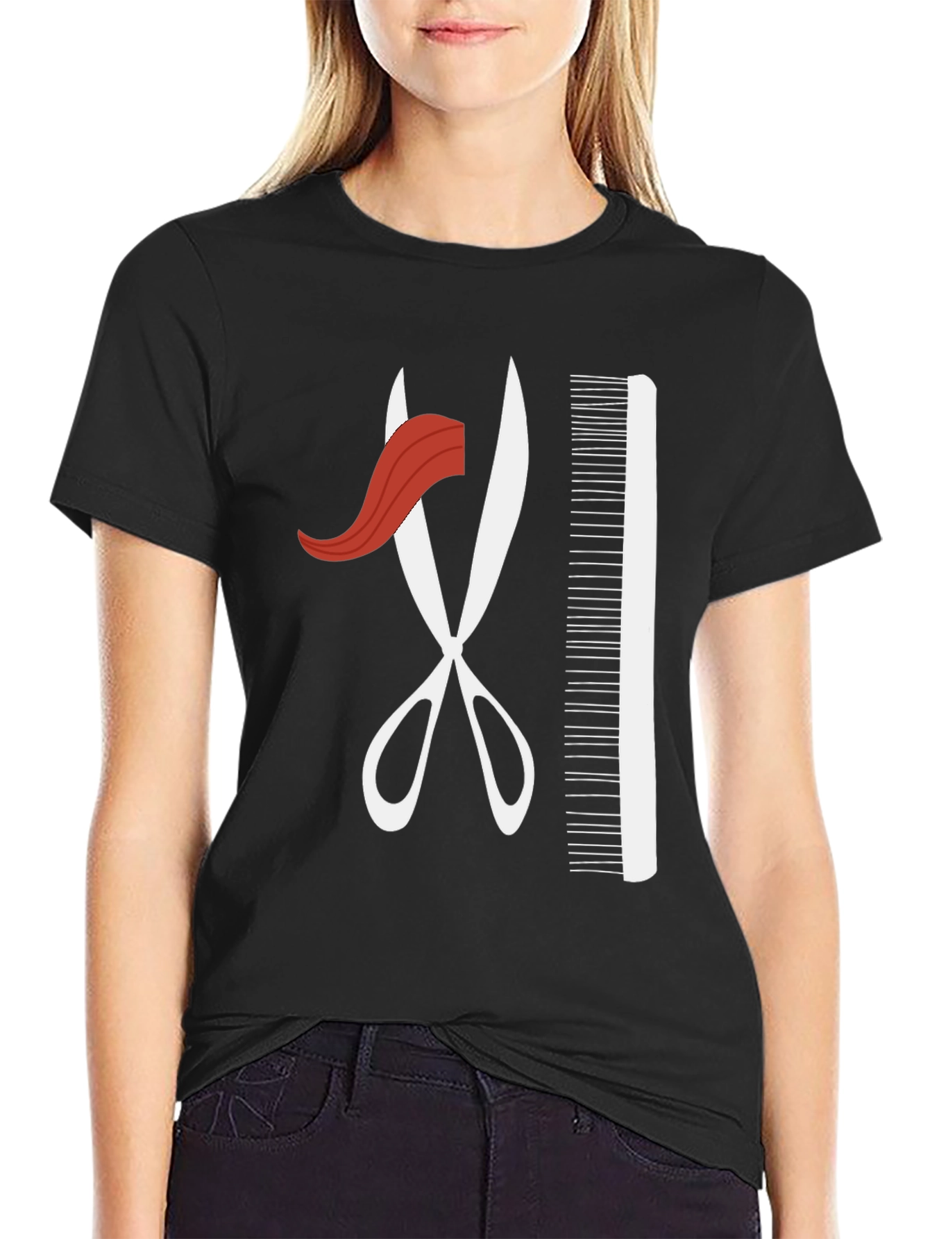 Barber Style T-Shirt - Scissors and Comb Graphic