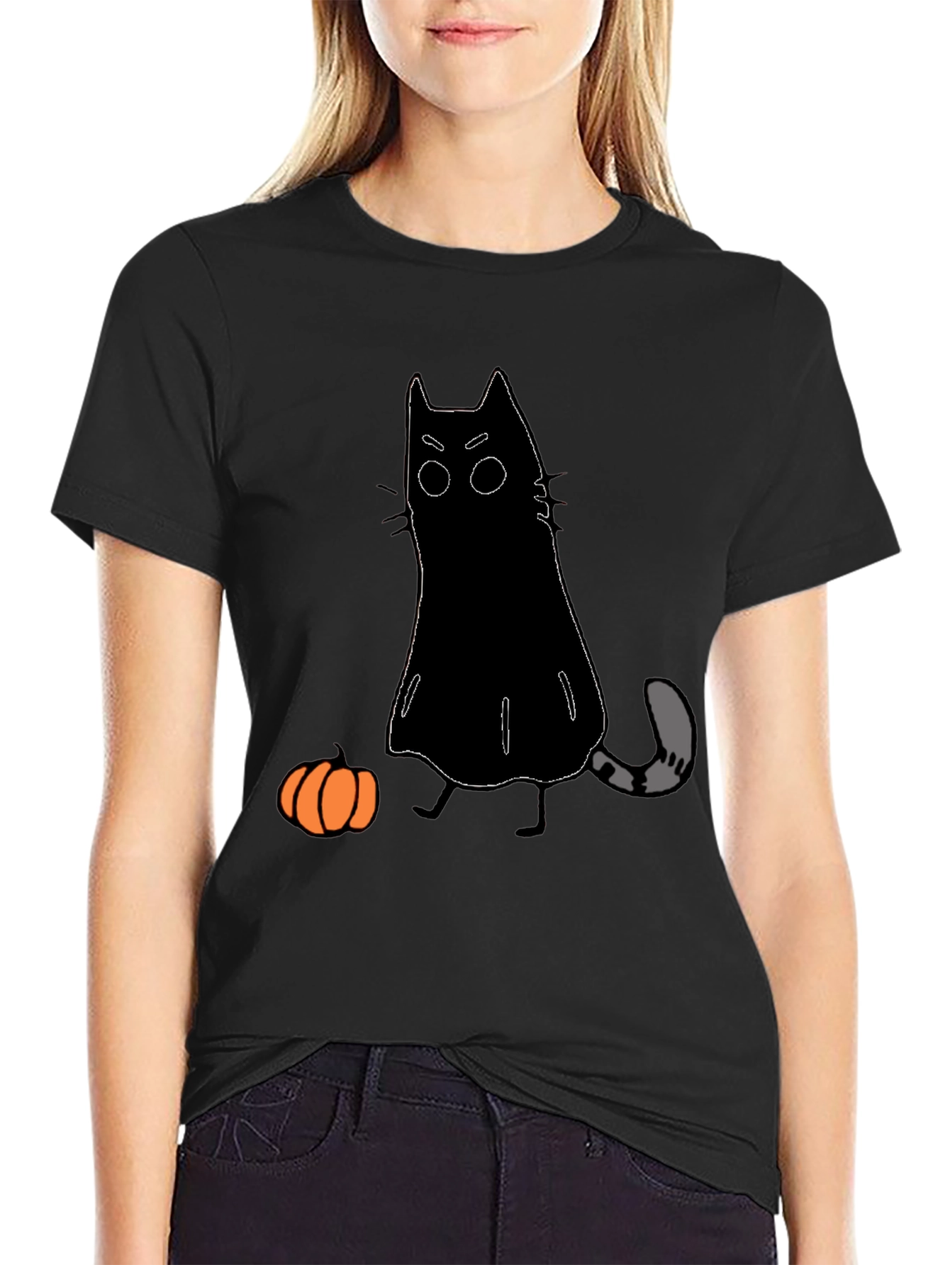 Halloween Cat Ghost T-Shirt - Spooky Season