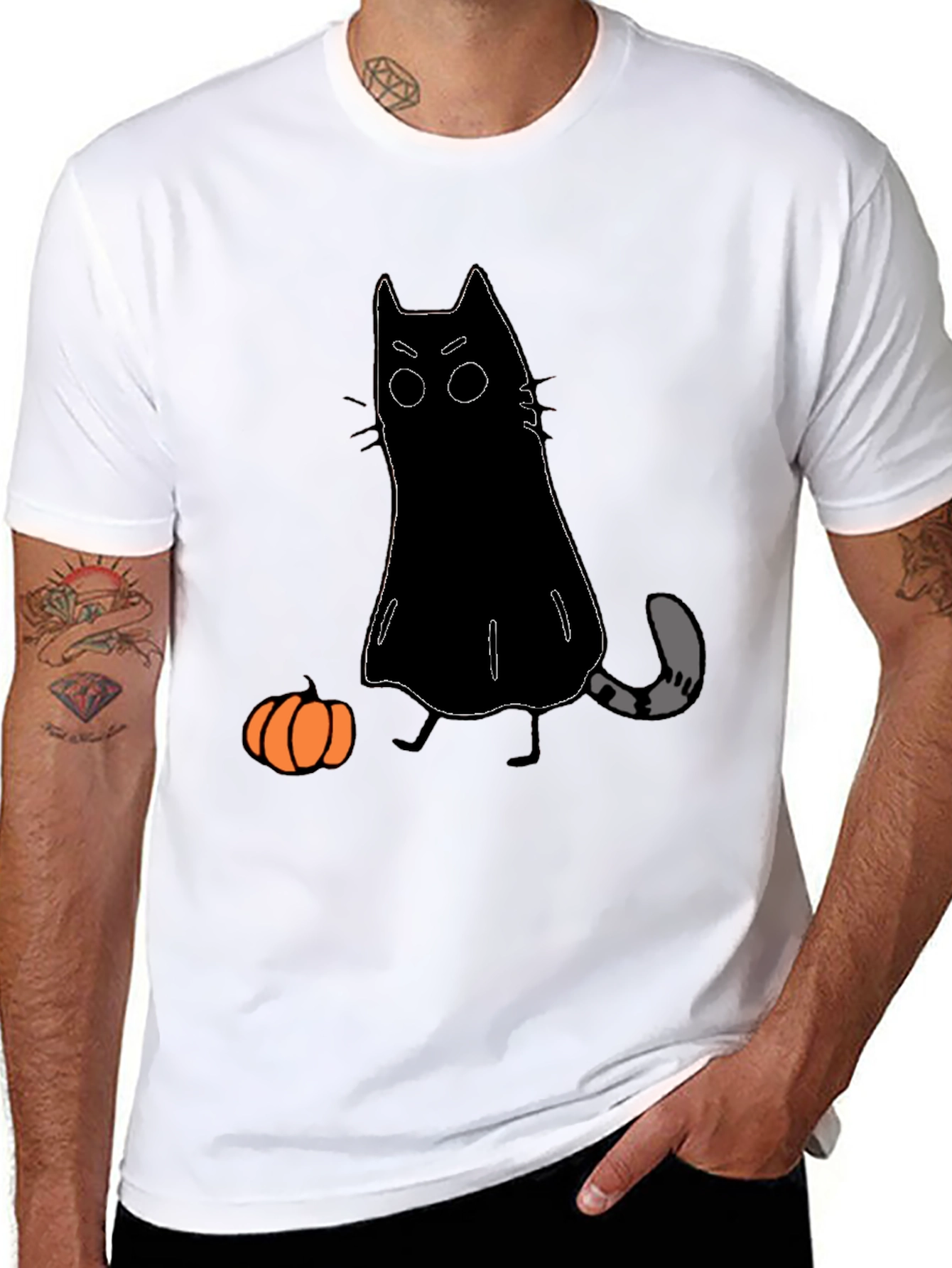 Halloween Cat Ghost T-Shirt - Spooky Season