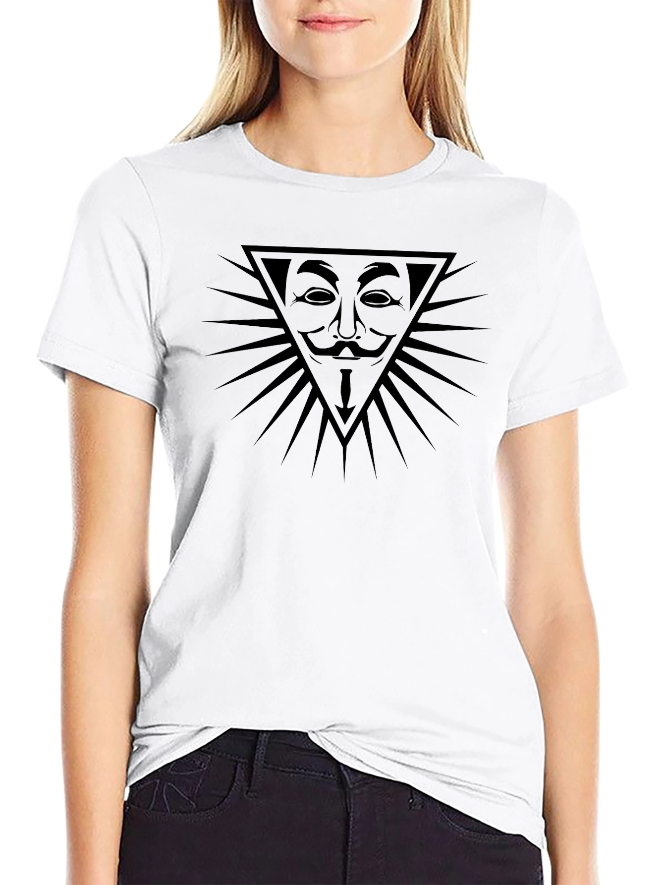 Anonymous Mask Graphic Tee - Black Cotton T-Shirt