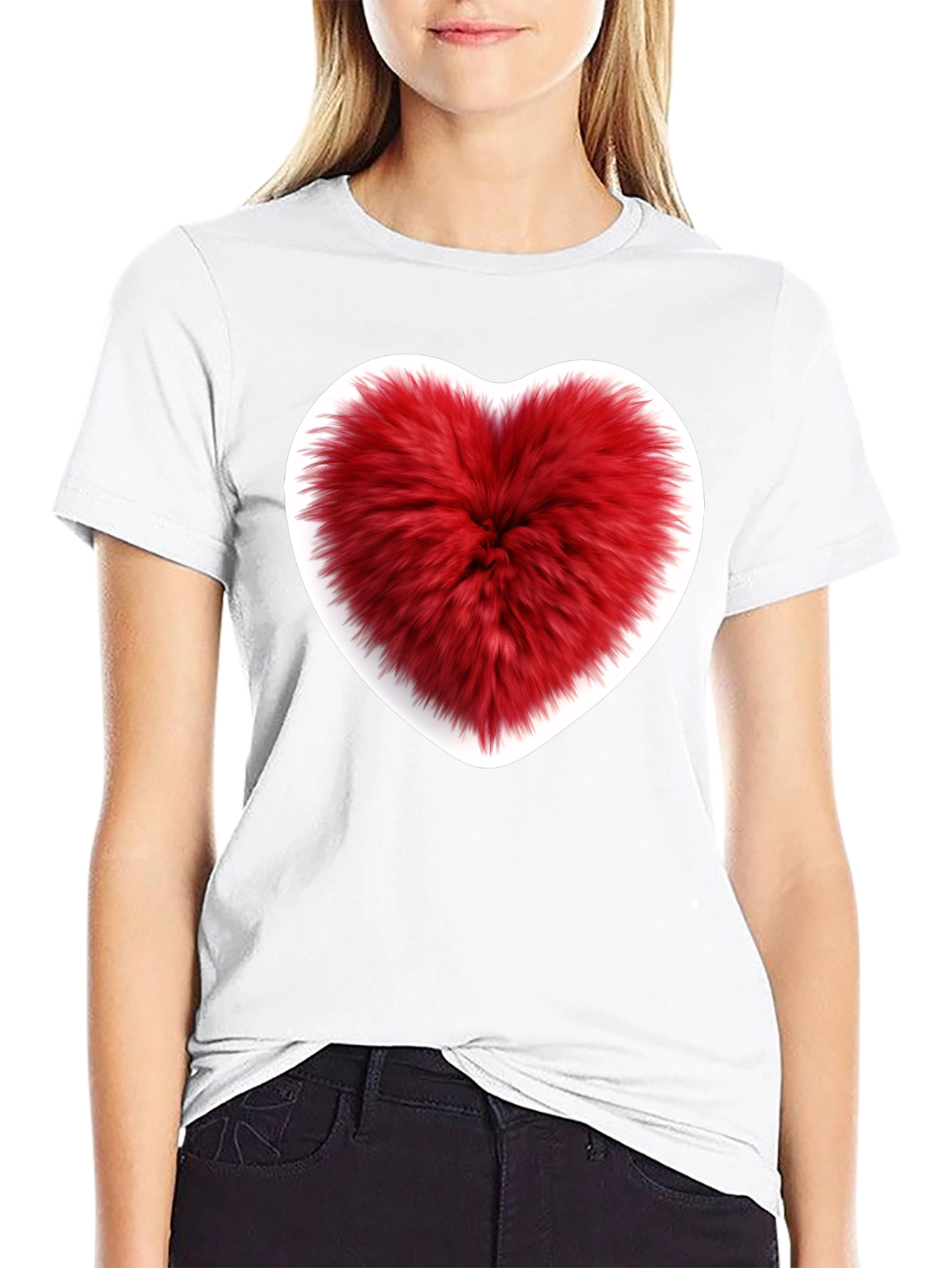 Fuzzy Heart Graphic Tee - Black