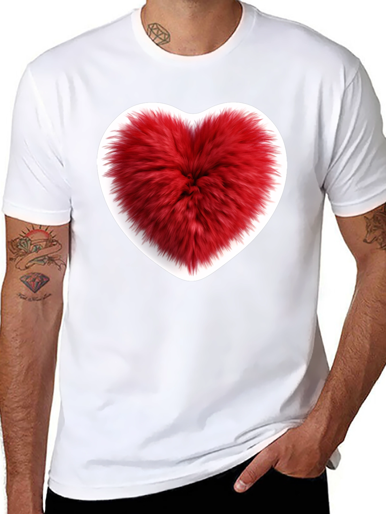 Fuzzy Heart Graphic Tee - Black