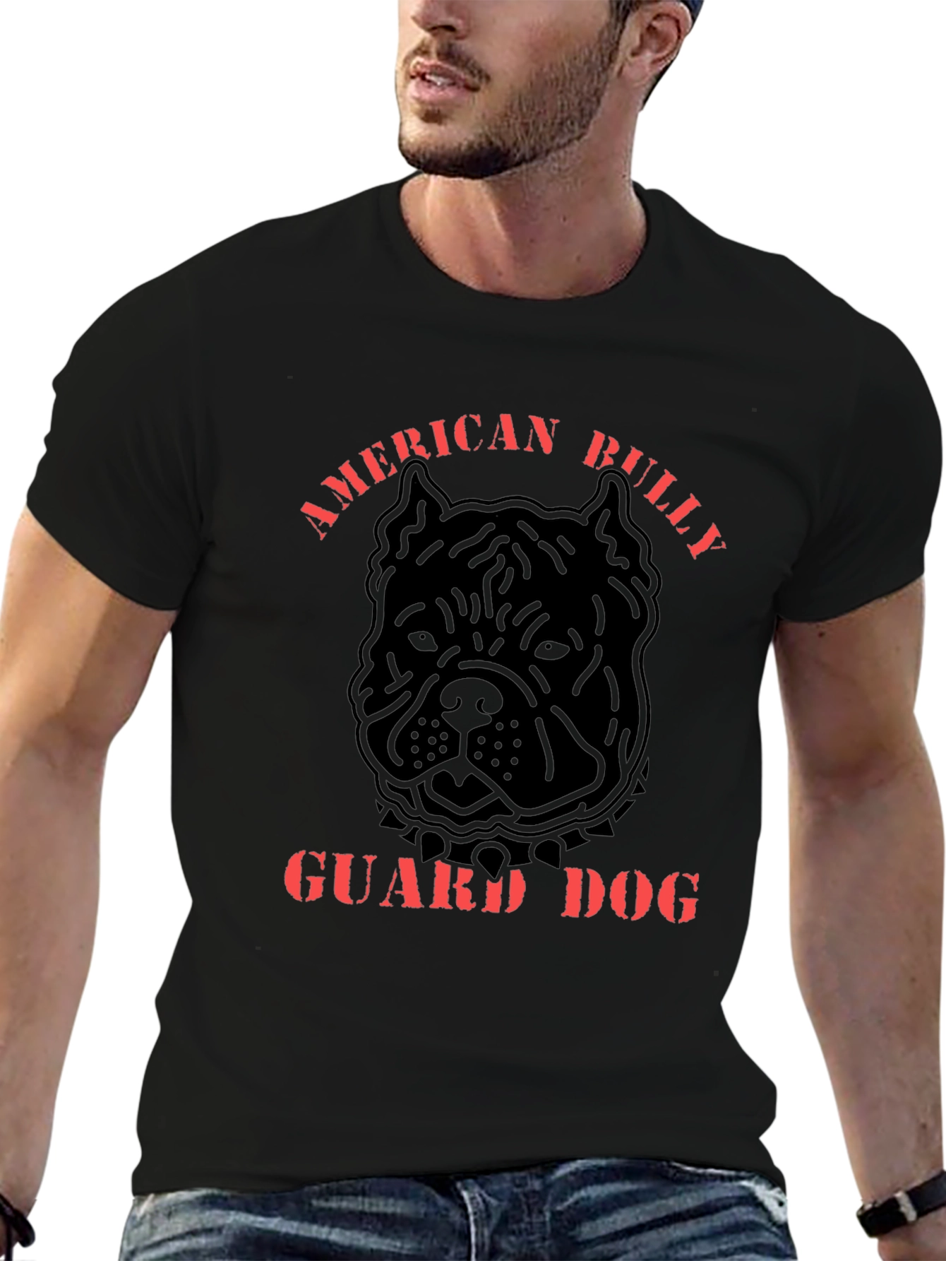American Bully Guard Dog Black Graphic T-Shirt
