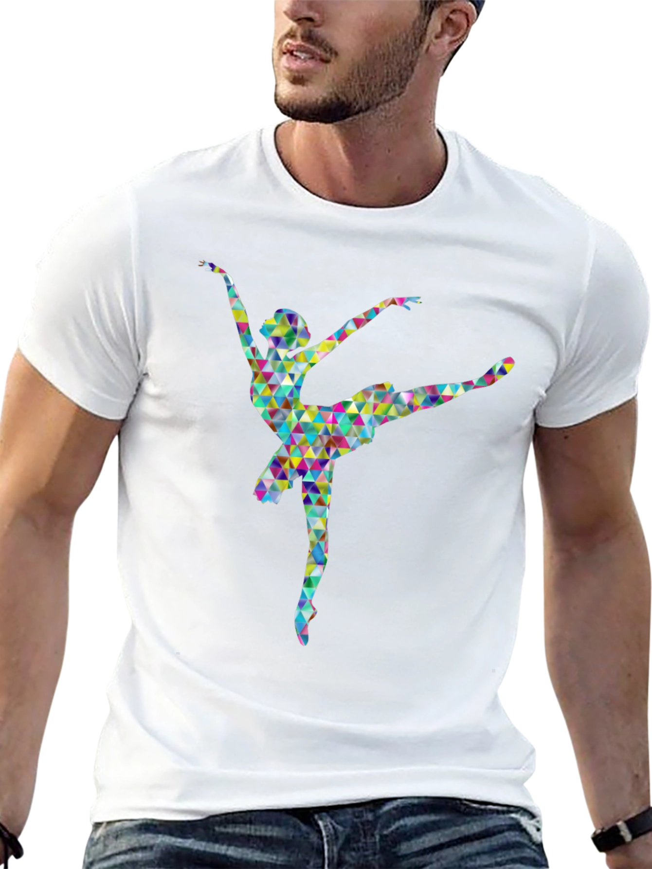 Geometric Ballerina Graphic Print T-Shirt
