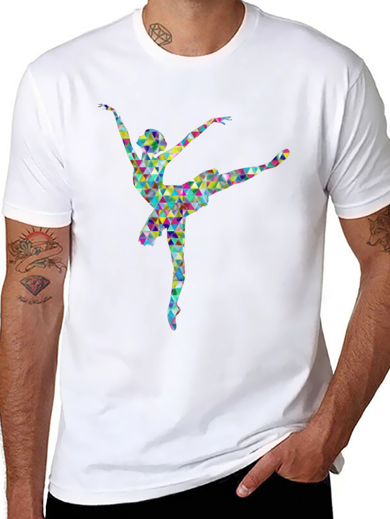 Geometric Ballerina Graphic Print T-Shirt