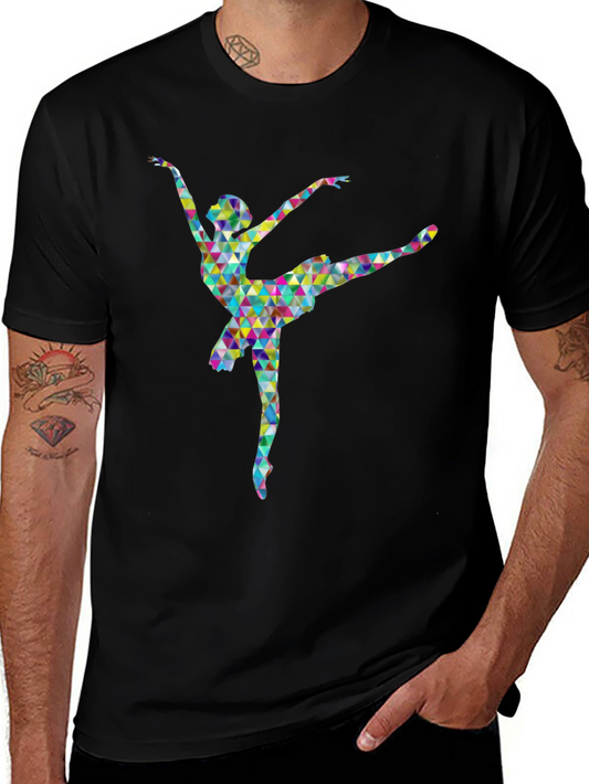 Geometric Ballerina Graphic Print T-Shirt