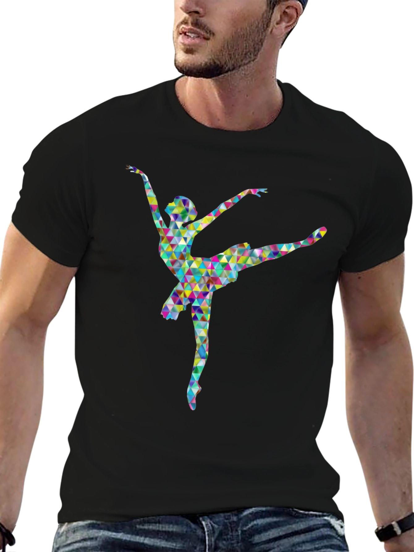 Geometric Ballerina Graphic Print T-Shirt