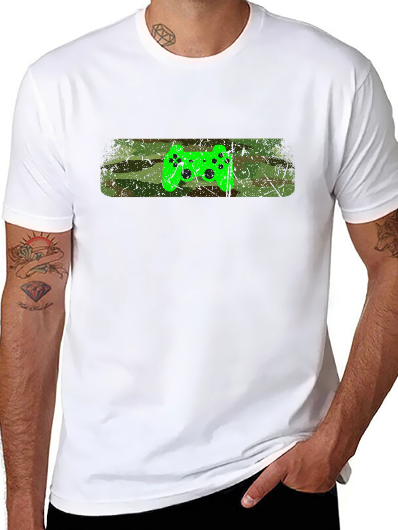 Gamer Style T-Shirt - Camo Controller Design