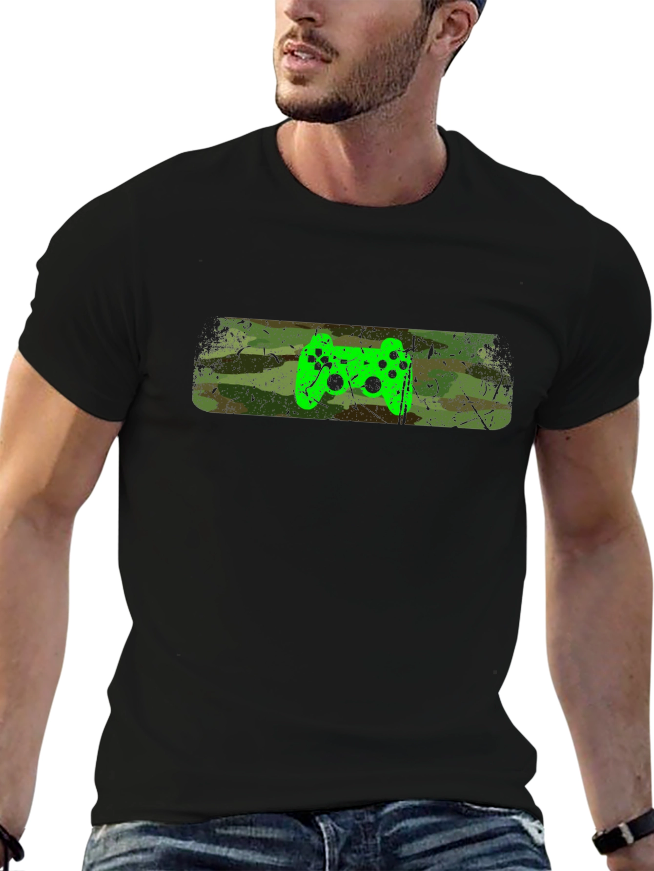 Gamer Style T-Shirt - Camo Controller Design
