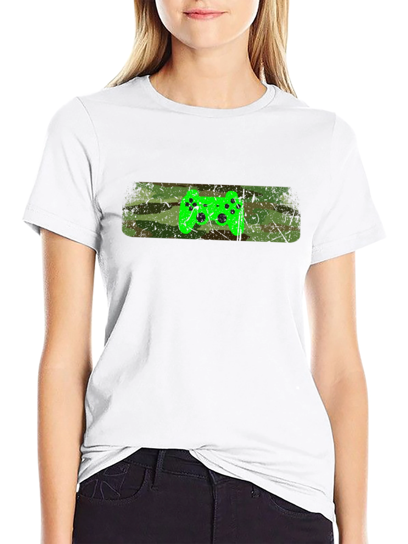 Gamer Style T-Shirt - Camo Controller Design
