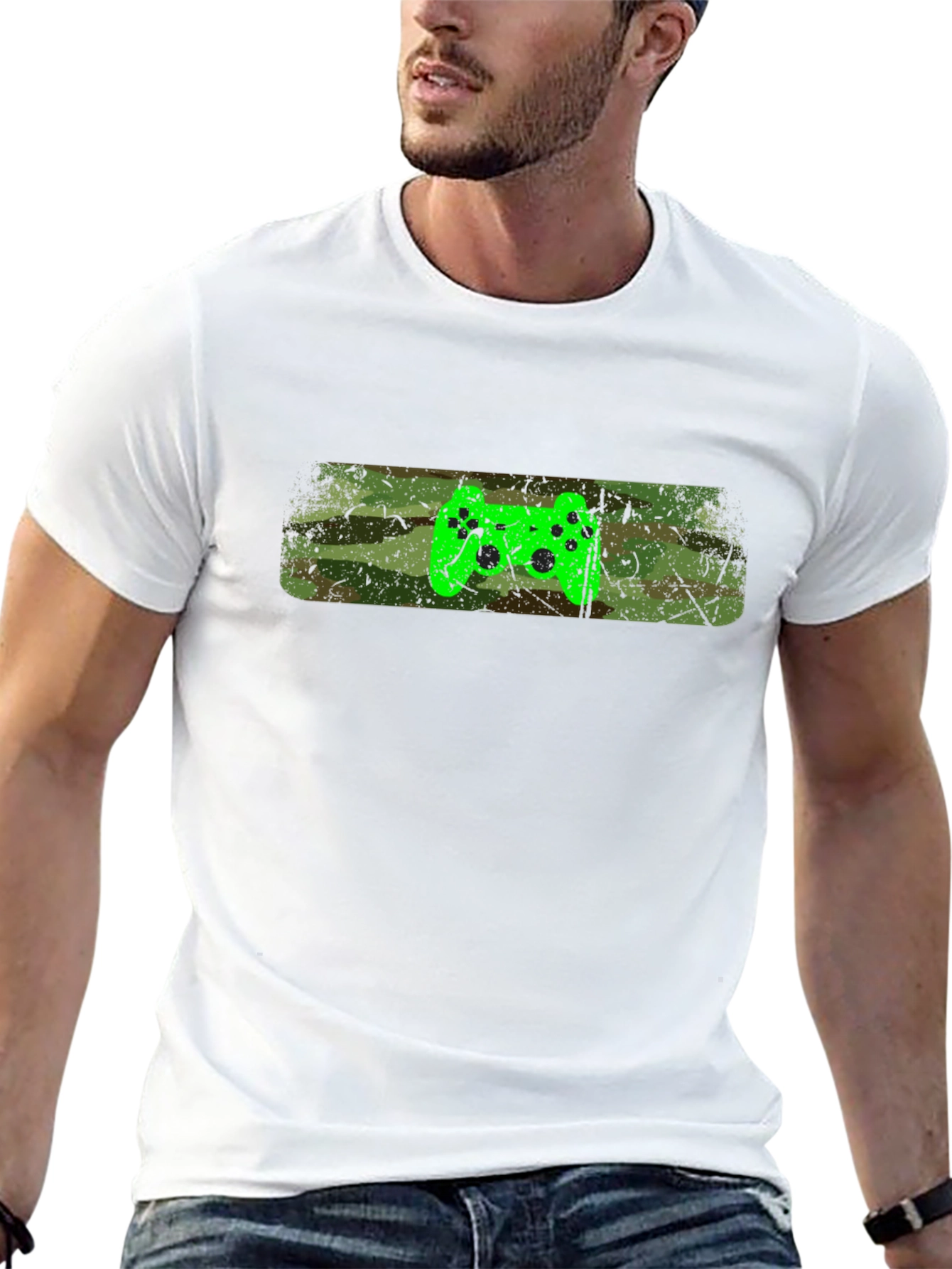 Gamer Style T-Shirt - Camo Controller Design