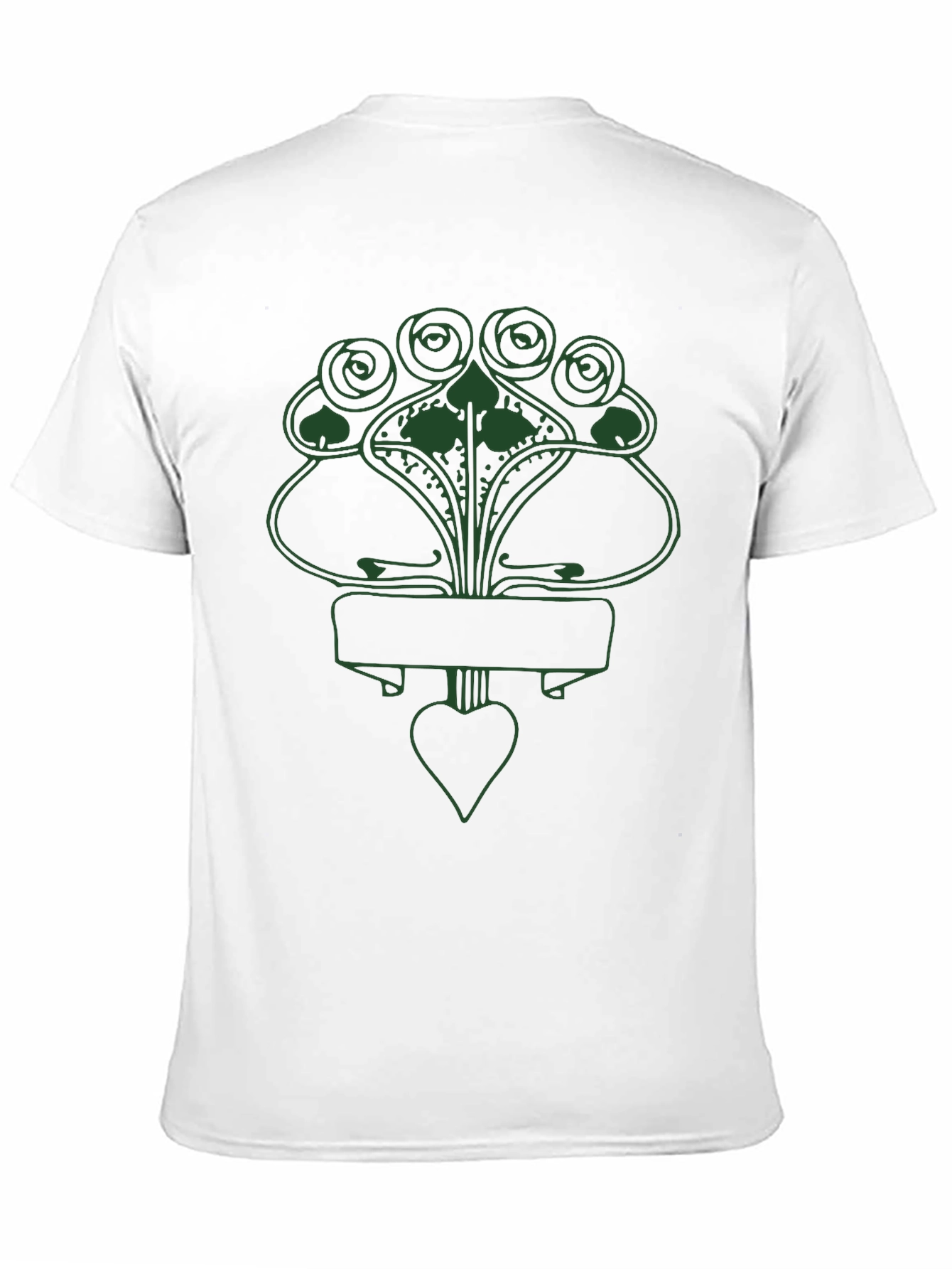 Art Nouveau Floral Heart Graphic T-Shirt - Black