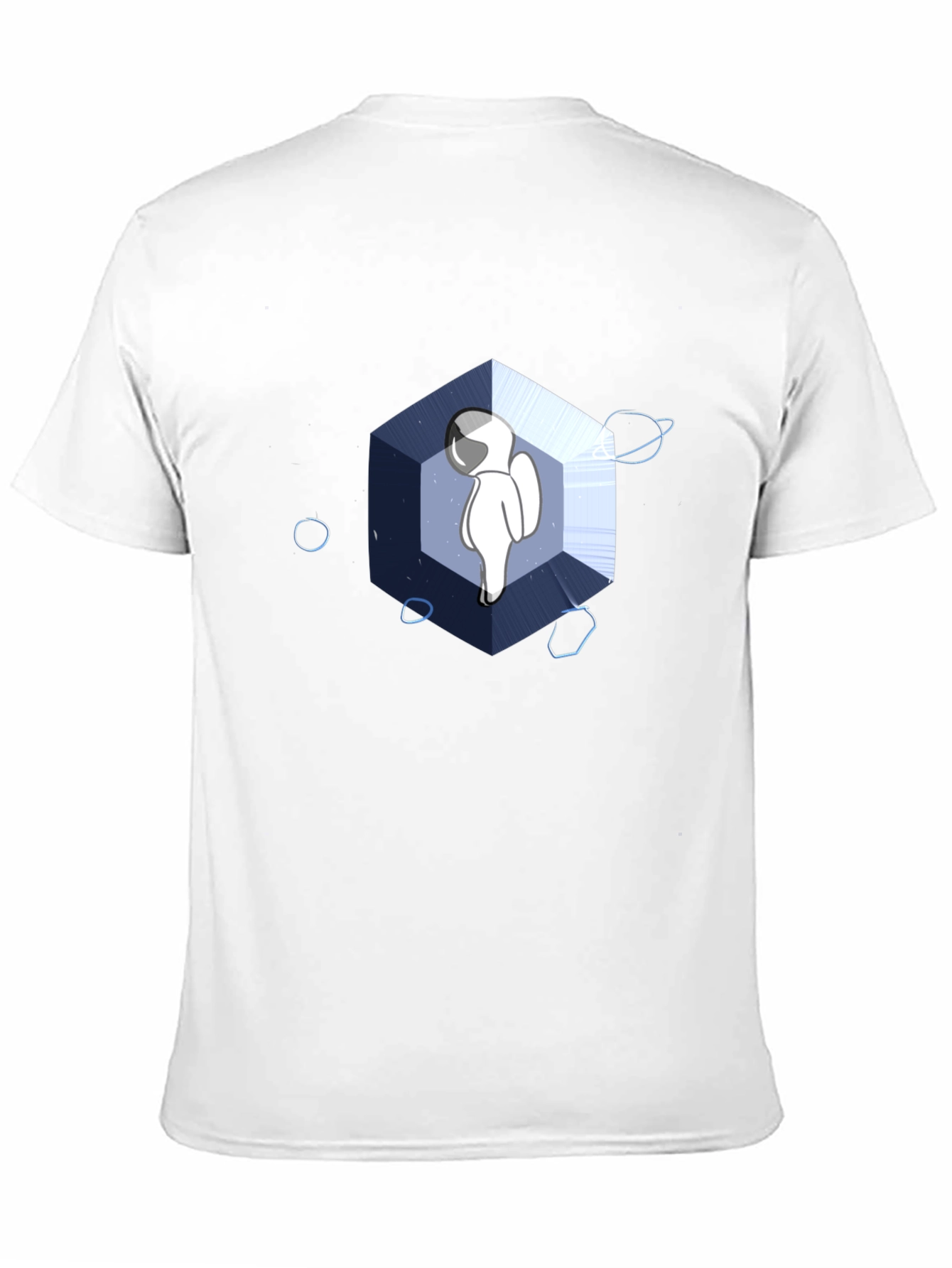 Astronaut Cube Graphic Tee - Cool Black T-Shirt