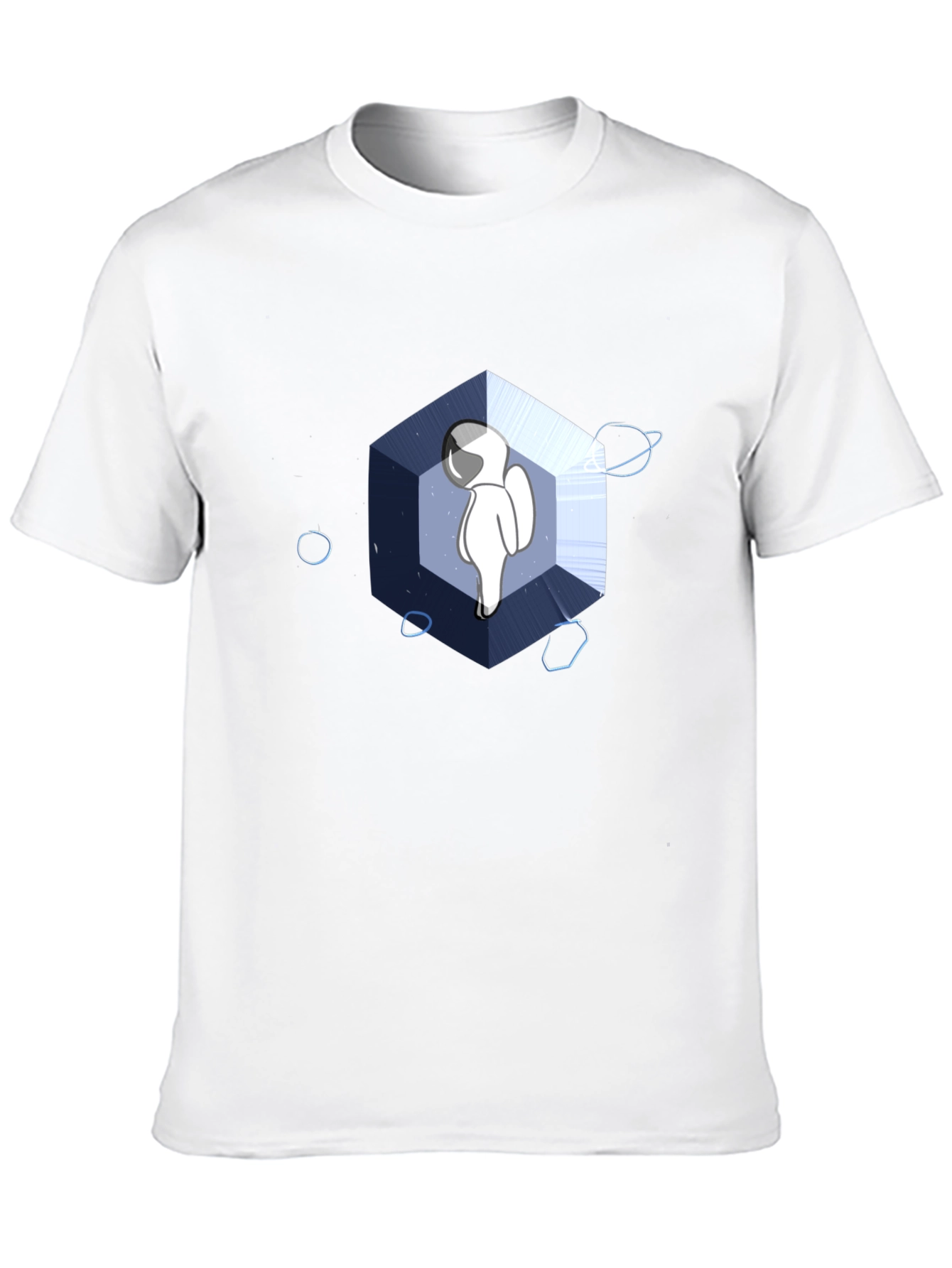 Astronaut Cube Graphic Tee - Cool Black T-Shirt