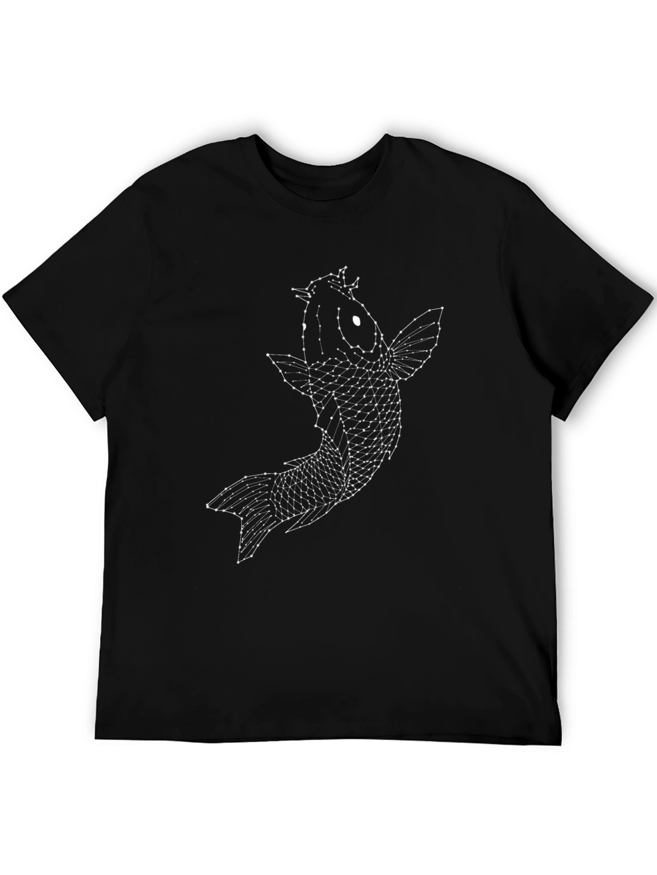 Geometric Koi Fish Graphic Tee - Black