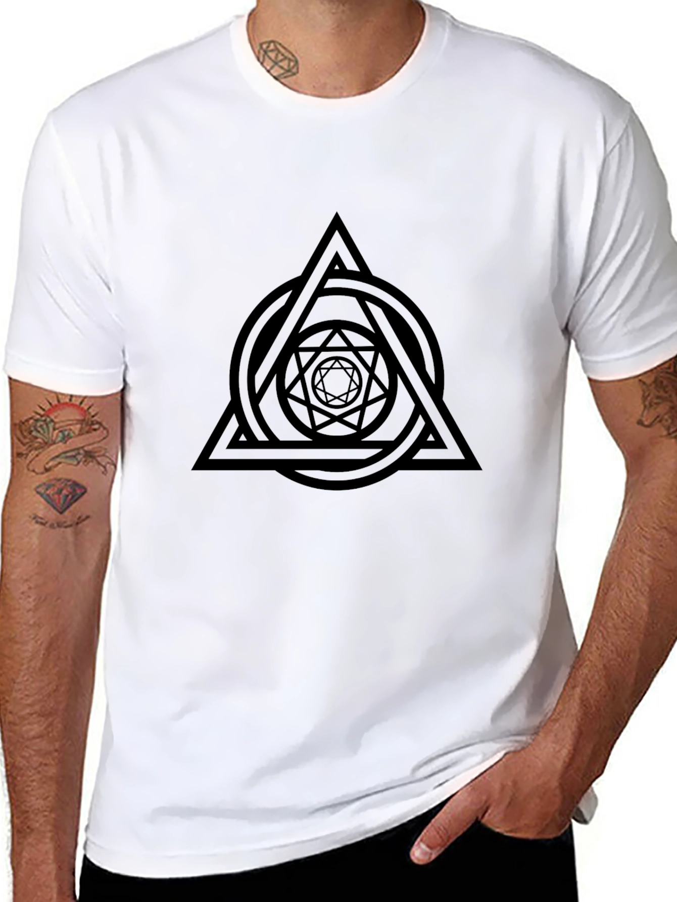 Geometric Graphic Tee - Mens Black T-Shirt