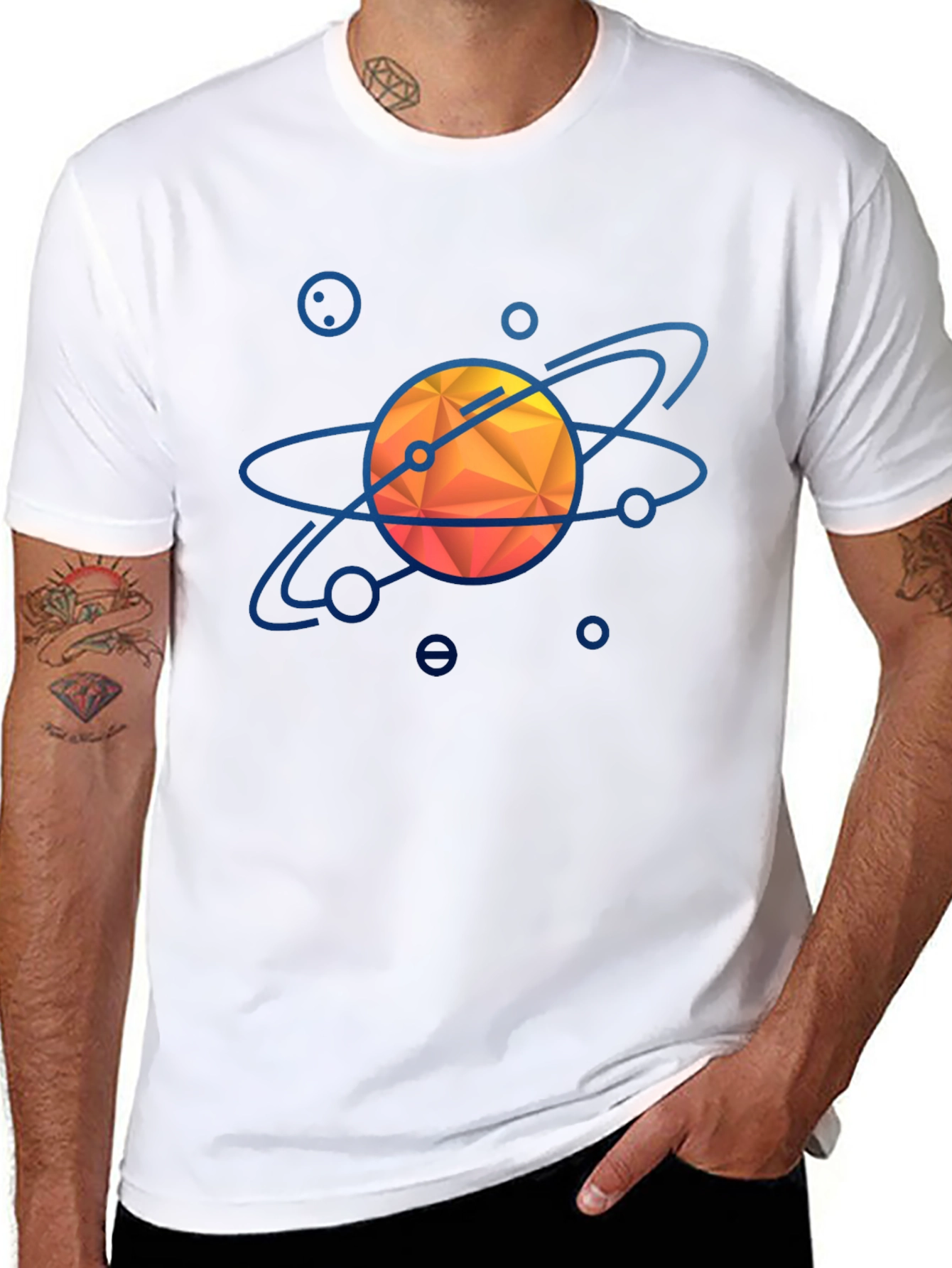 Geometric Solar System Graphic Tee - Black