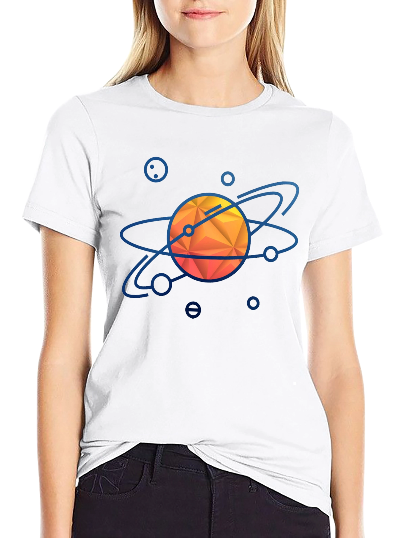 Geometric Solar System Graphic Tee - Black