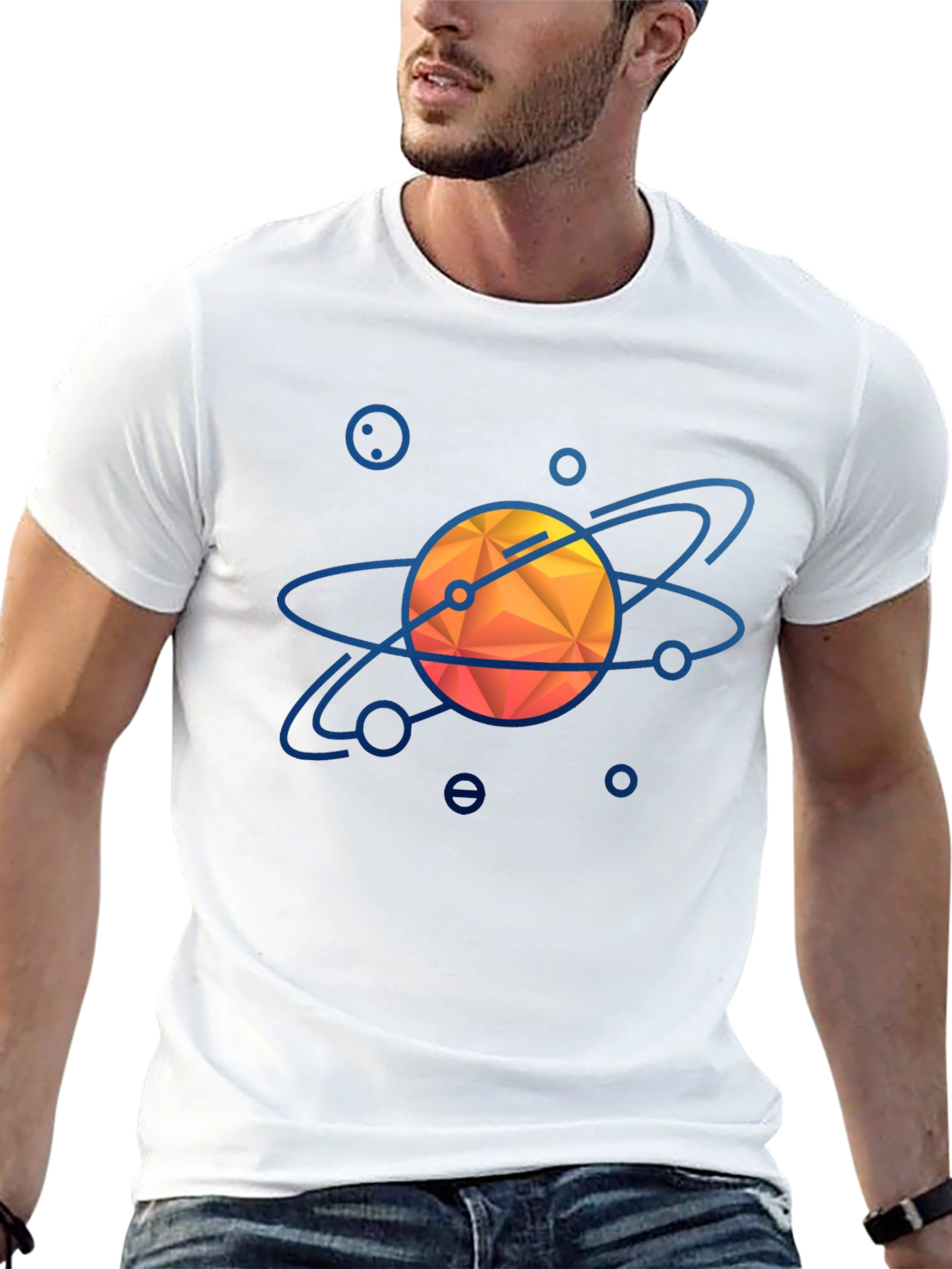 Geometric Solar System Graphic Tee - Black