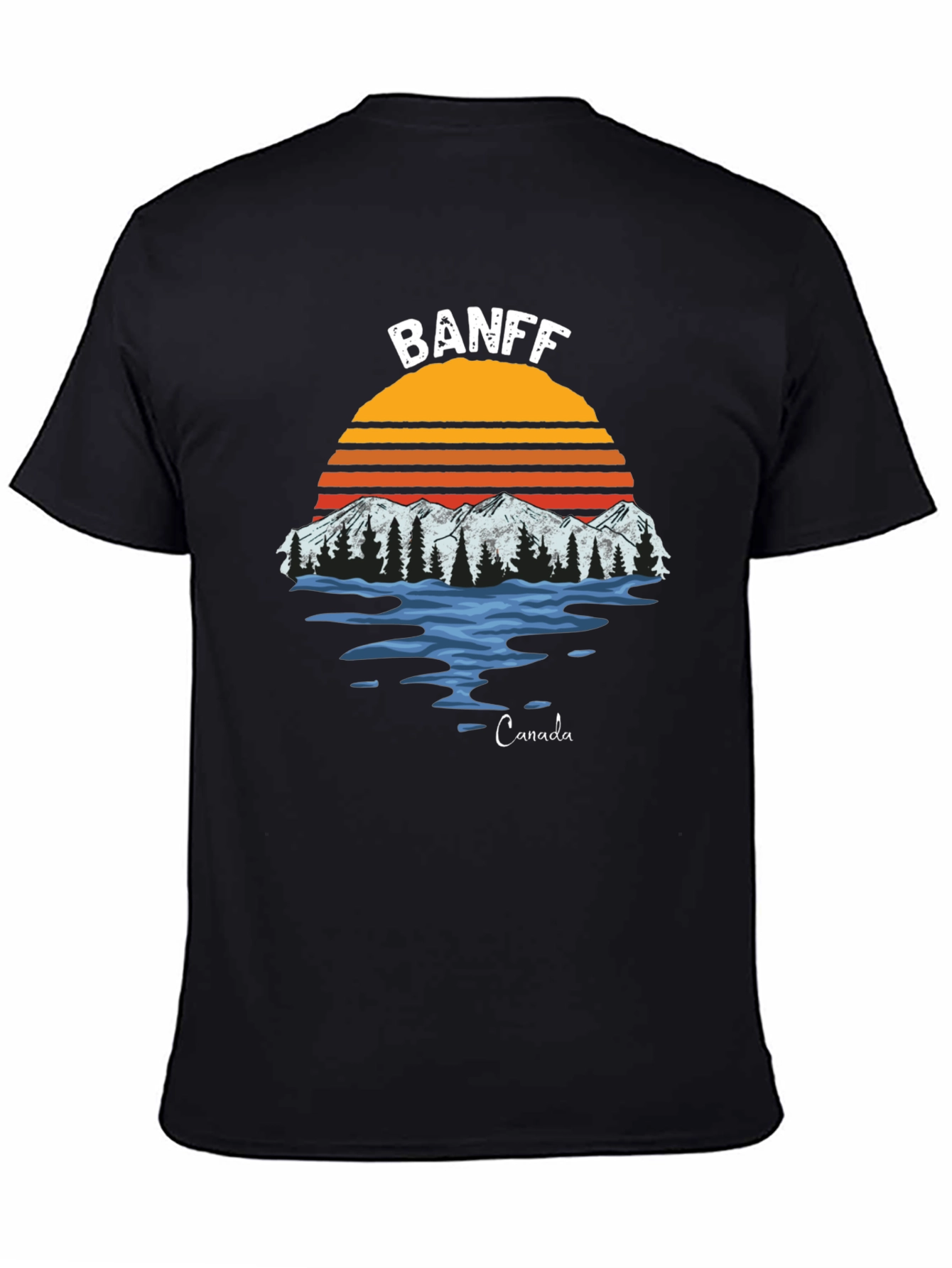 Banff Canada Graphic T-Shirt - Retro Mountain Sunset Tee