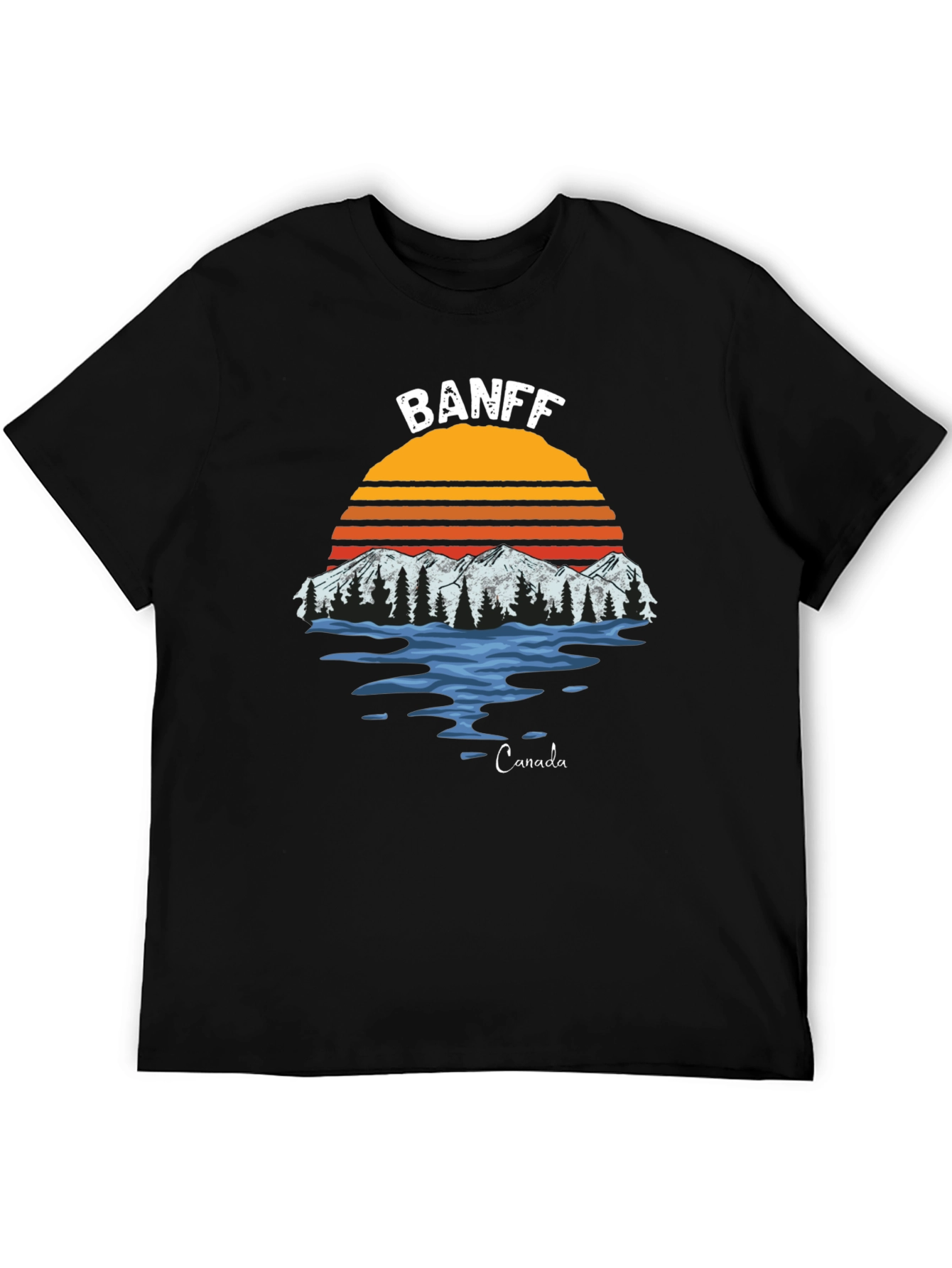 Banff Canada Graphic T-Shirt - Retro Mountain Sunset Tee