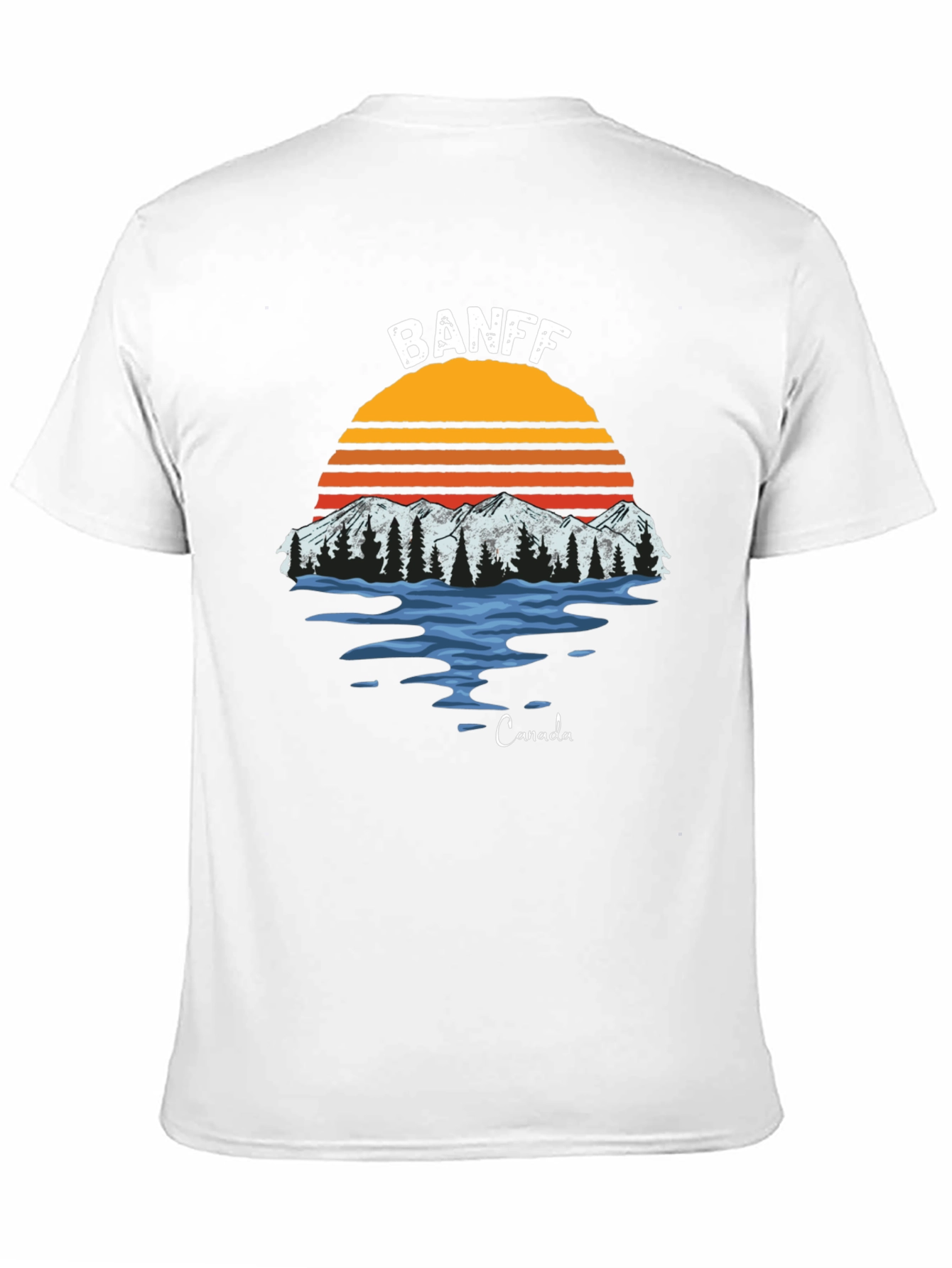 Banff Canada Graphic T-Shirt - Retro Mountain Sunset Tee