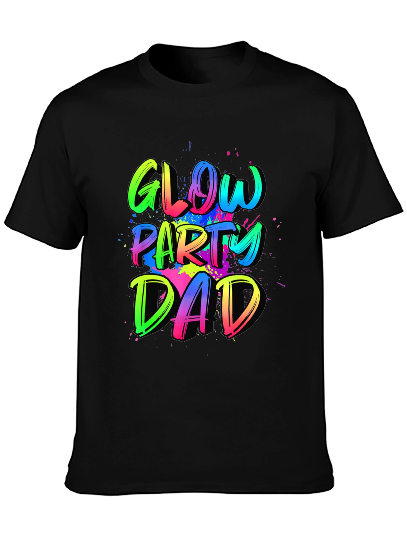 Glow Party Dad Tee - Neon Splatter Design