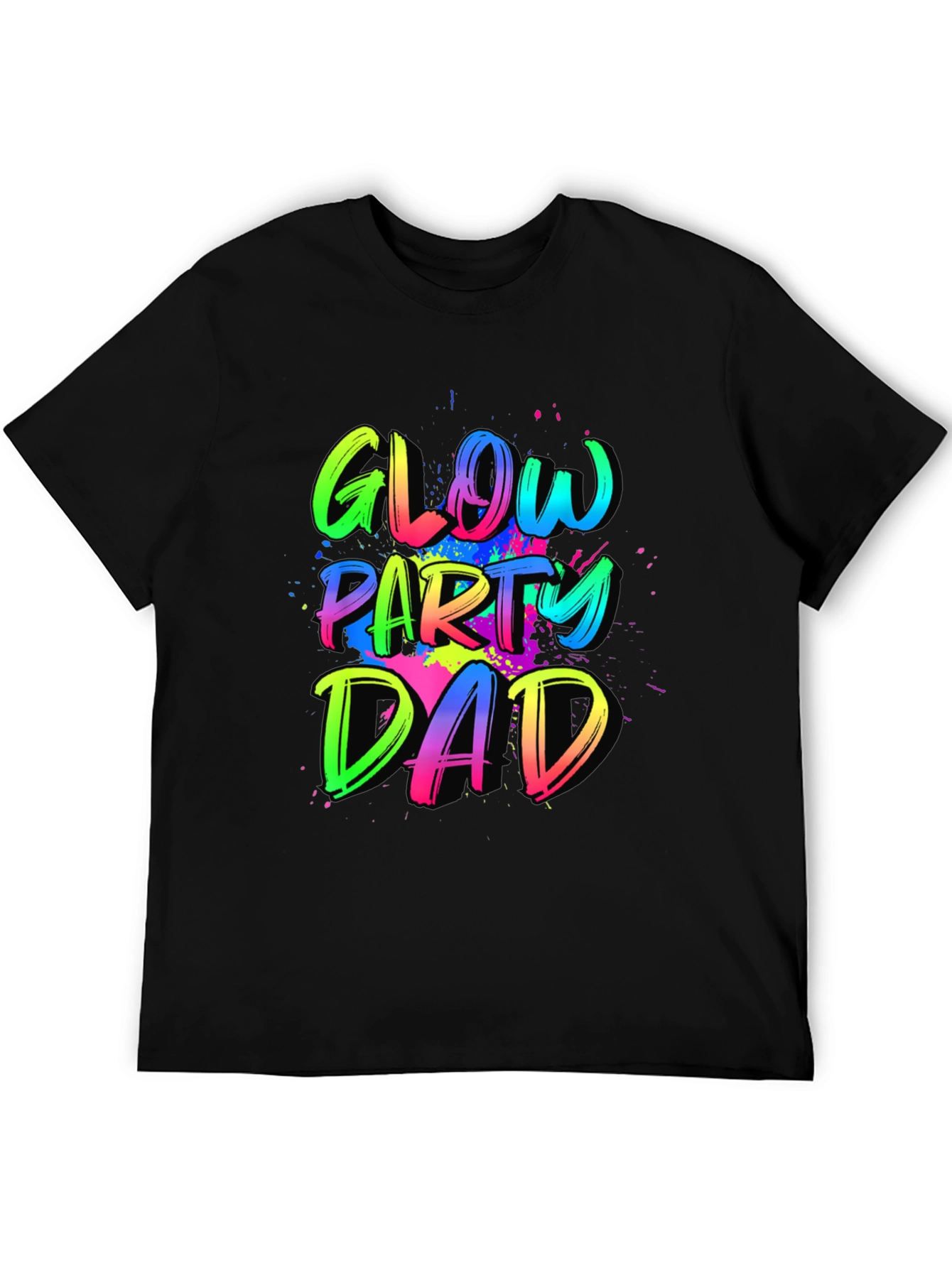 Glow Party Dad Tee - Neon Splatter Design
