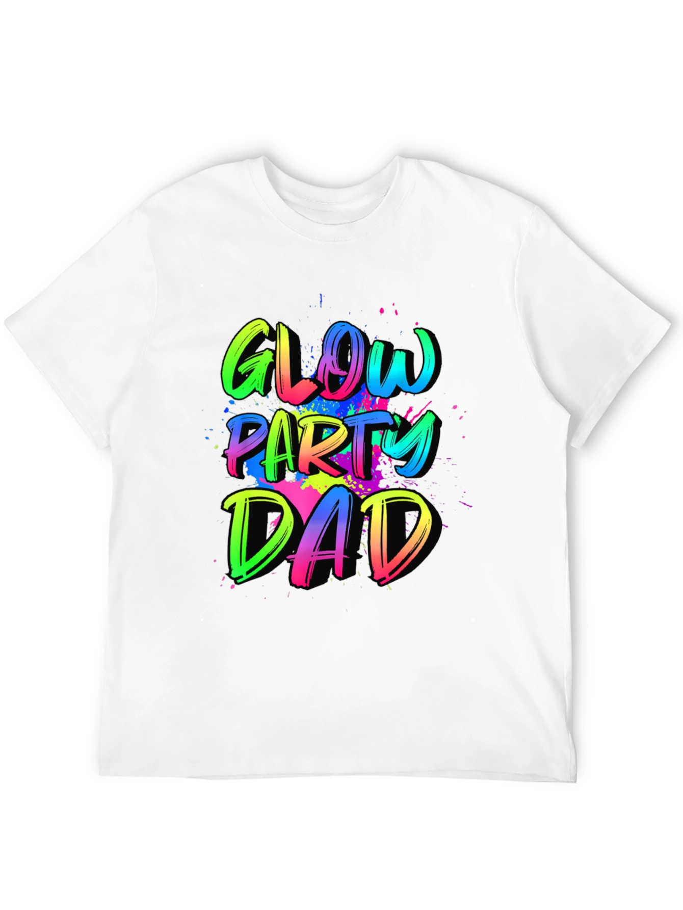 Glow Party Dad Tee - Neon Splatter Design