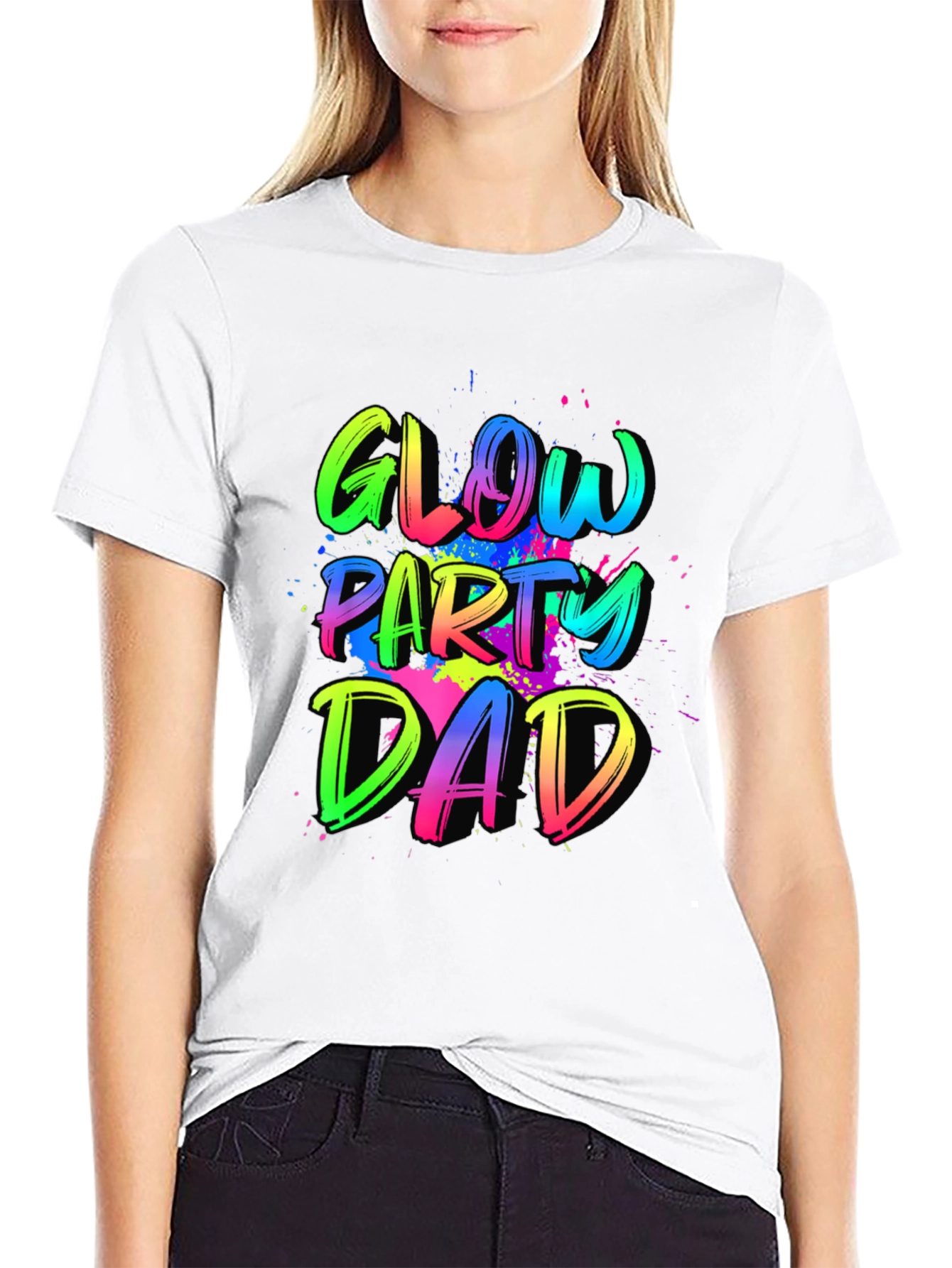 Glow Party Dad Tee - Neon Splatter Design