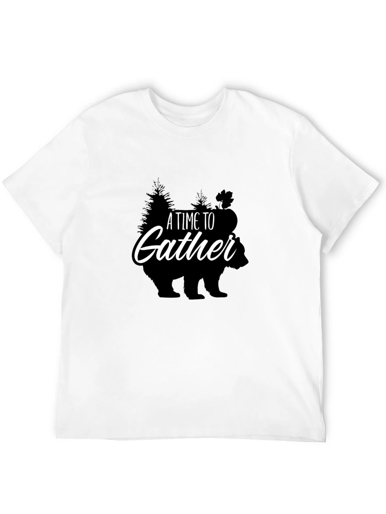 Gathering Time Graphic Tee - Bear & Trees Print