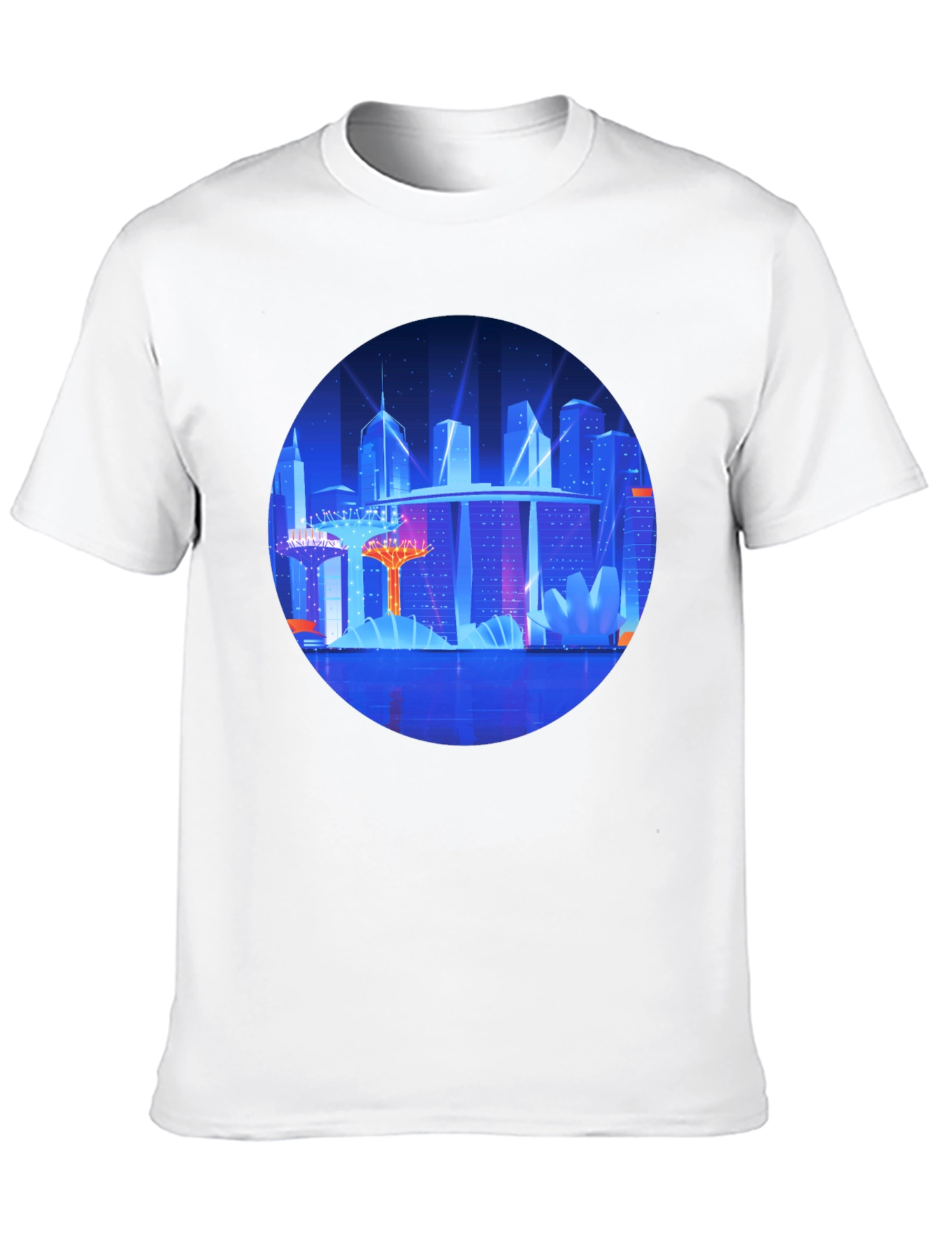 Futuristic Cityscape Graphic Black Tee