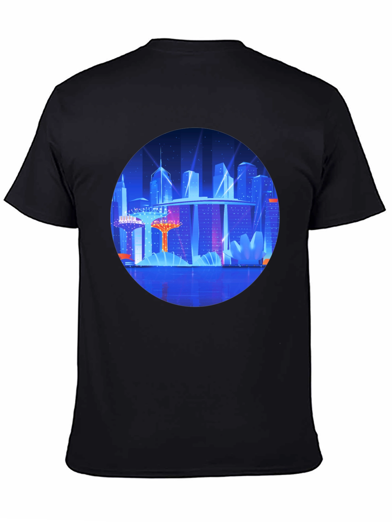 Futuristic Cityscape Graphic Black Tee