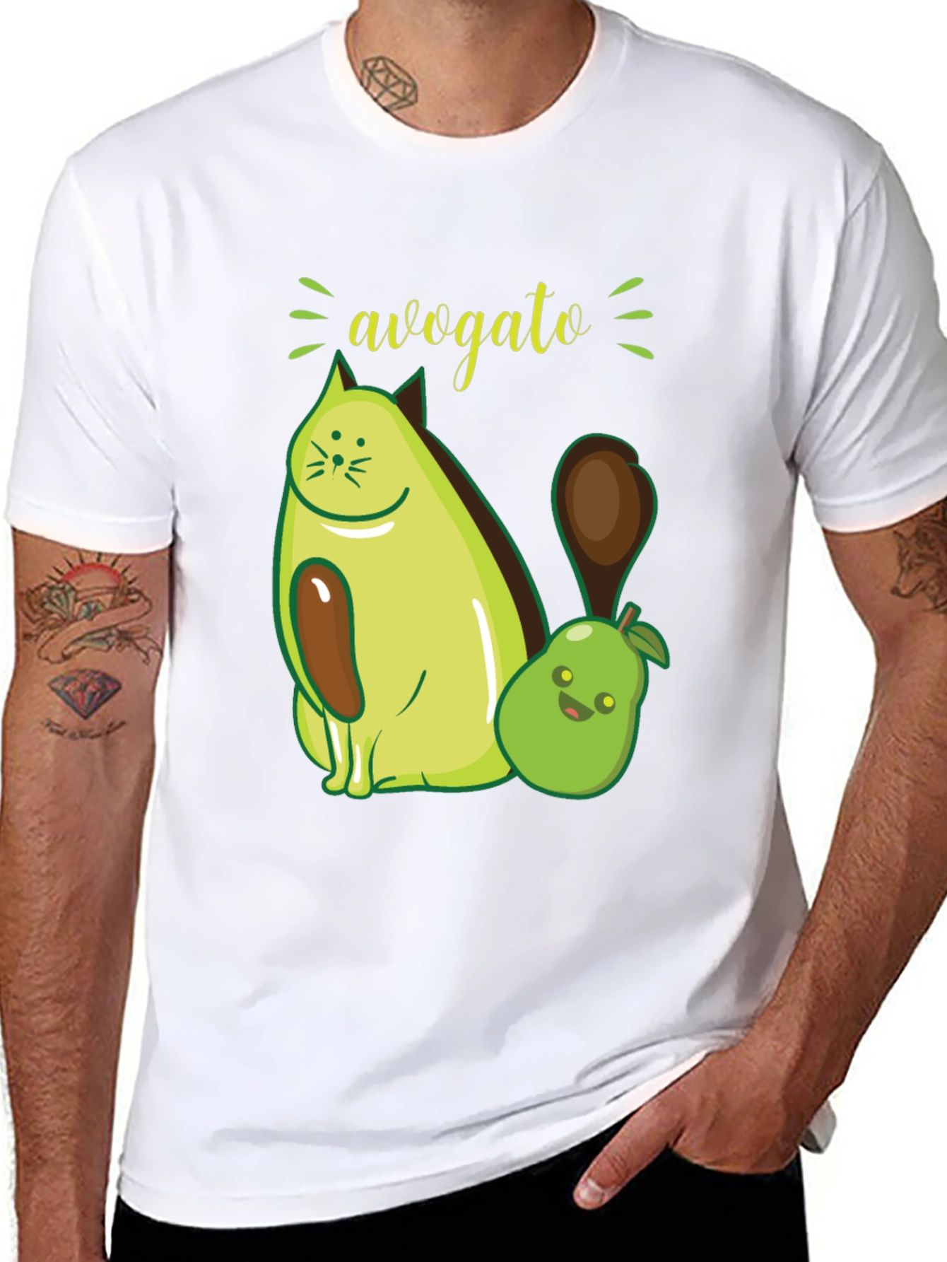 Avogato Funny Avocado Cat Graphic Tee