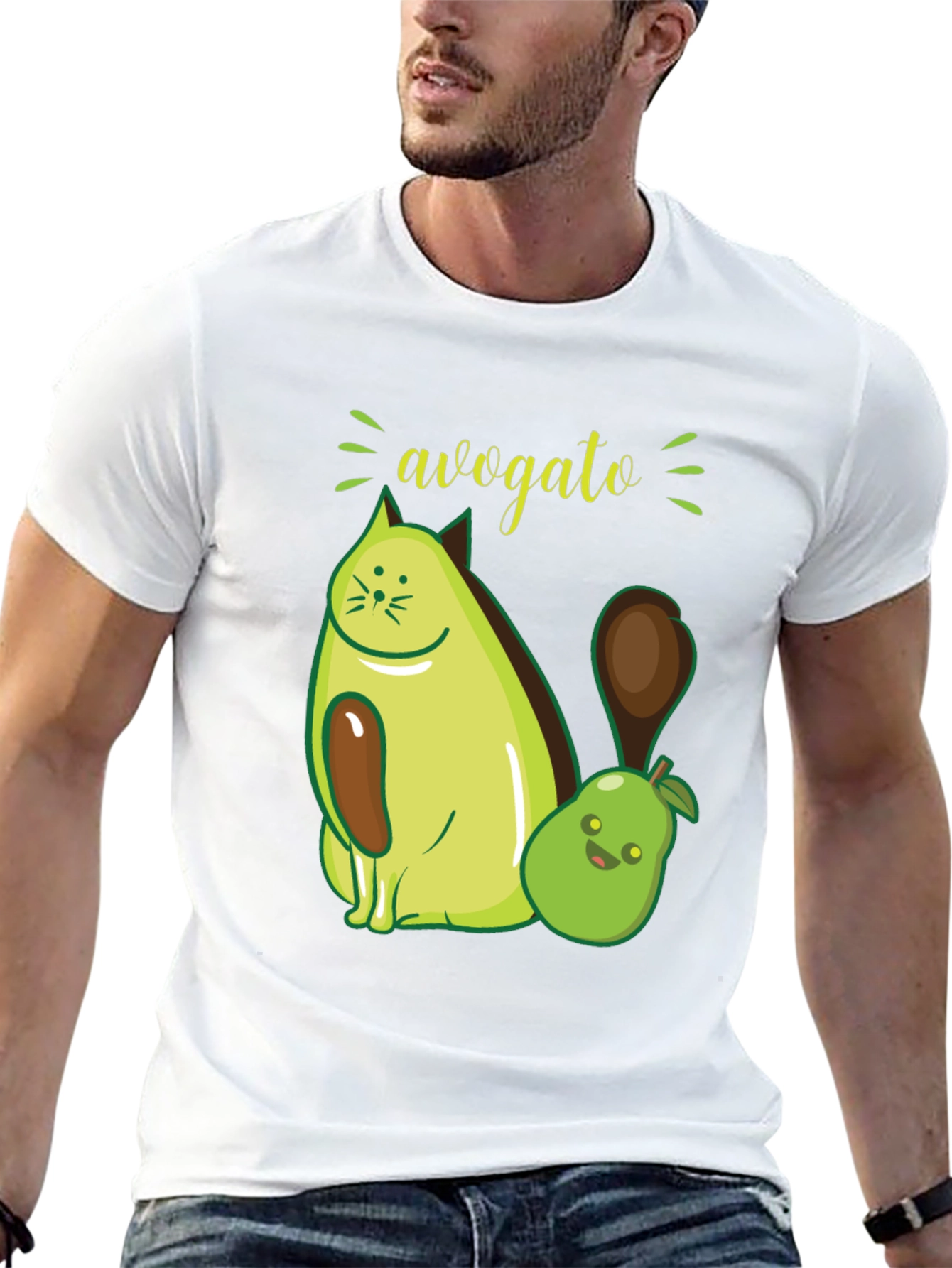 Avogato Funny Avocado Cat Graphic Tee