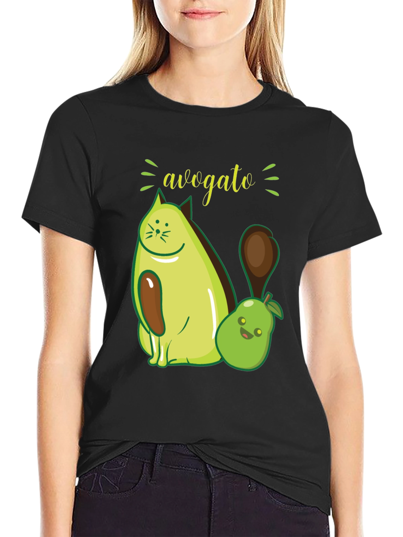 Avogato Funny Avocado Cat Graphic Tee
