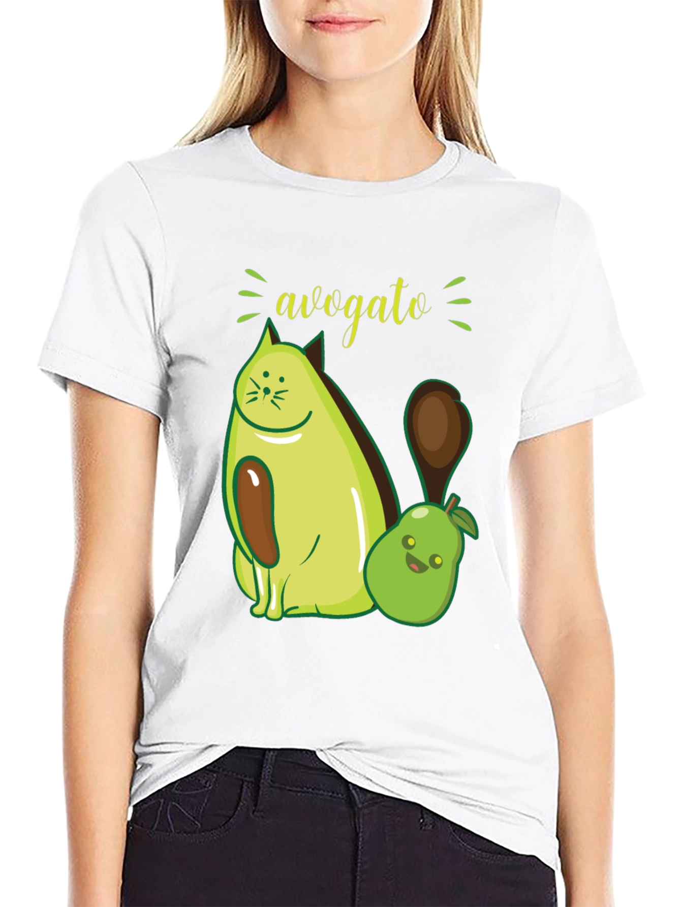 Avogato Funny Avocado Cat Graphic Tee