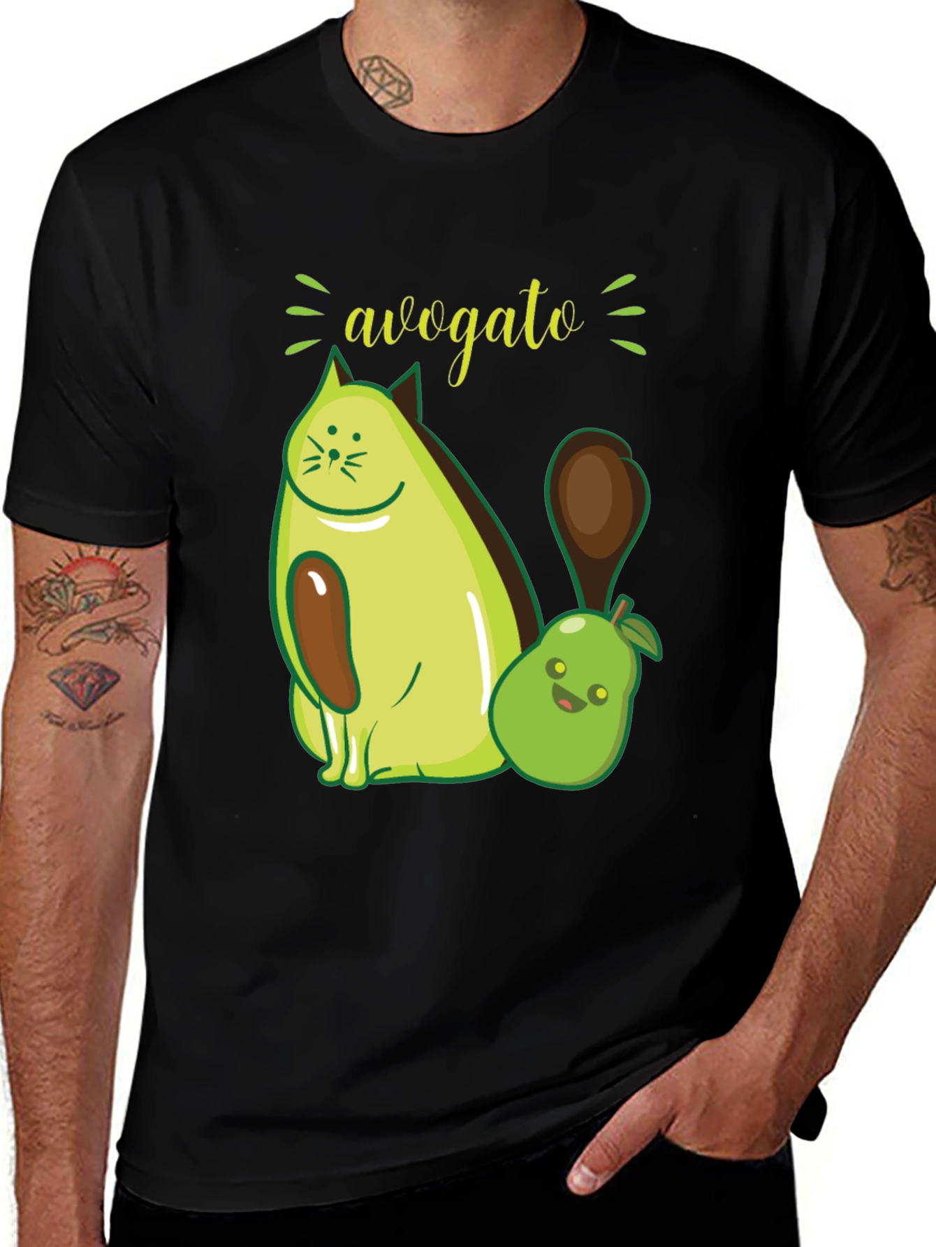 Avogato Funny Avocado Cat Graphic Tee